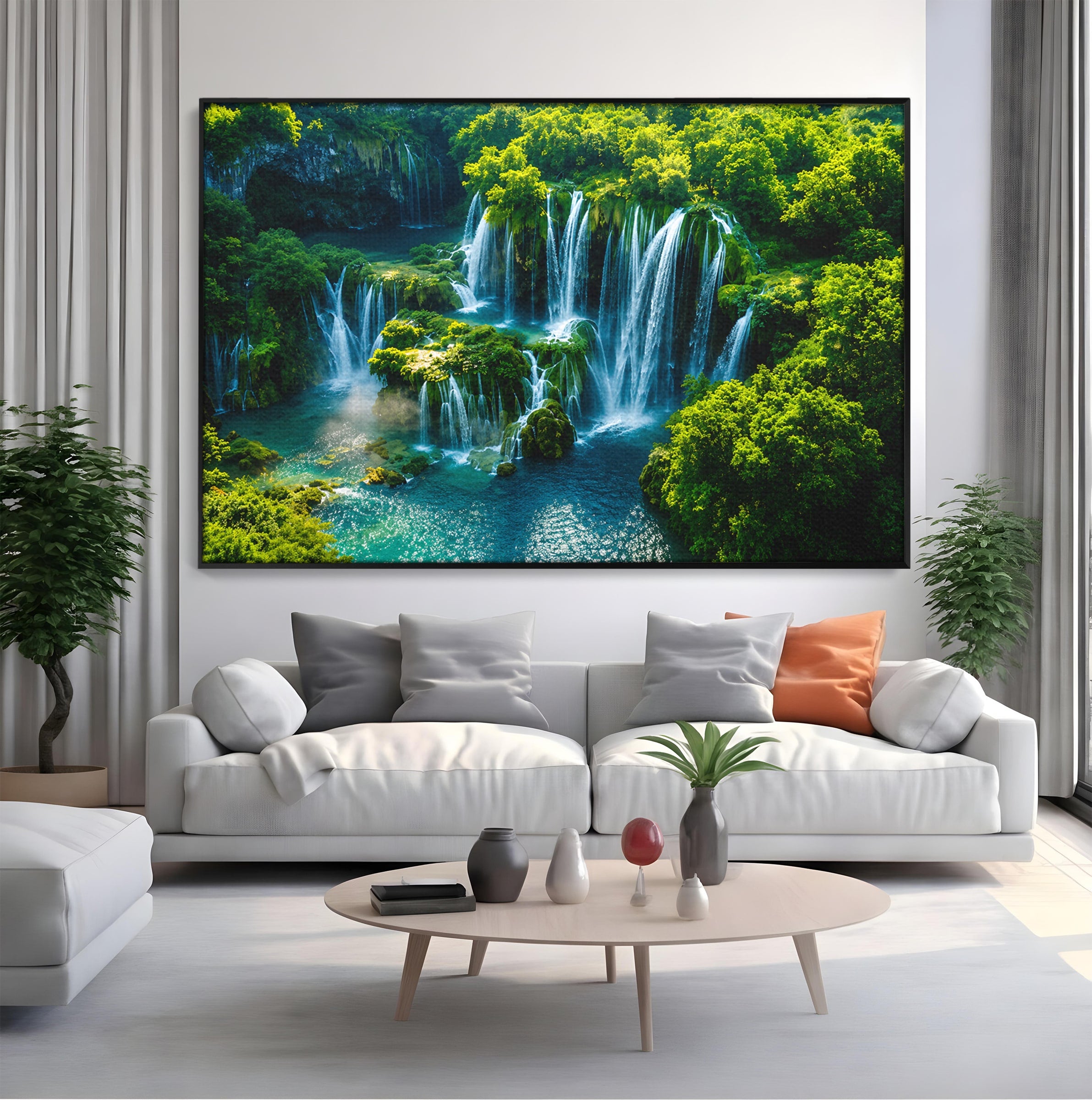 Tablou Canvas Premium LuxCanva® A1724, Cascade Tropicale, Cascade, Natura, Peisaj, Relaxare, Living, Culori Vibrante