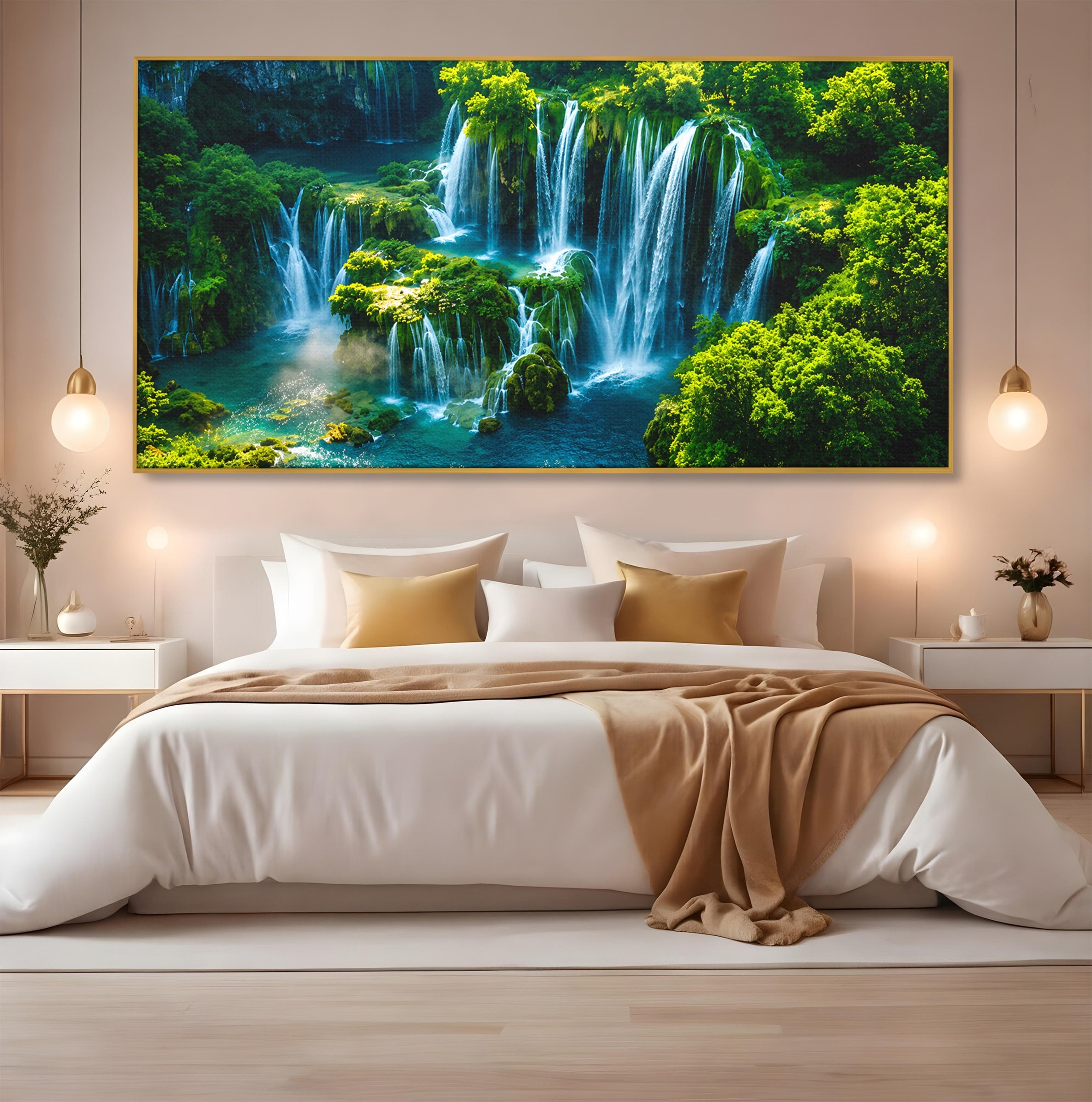 Tablou Canvas Premium LuxCanva® A1724, Cascade Tropicale, Cascade, Natura, Peisaj, Relaxare, Living, Culori Vibrante