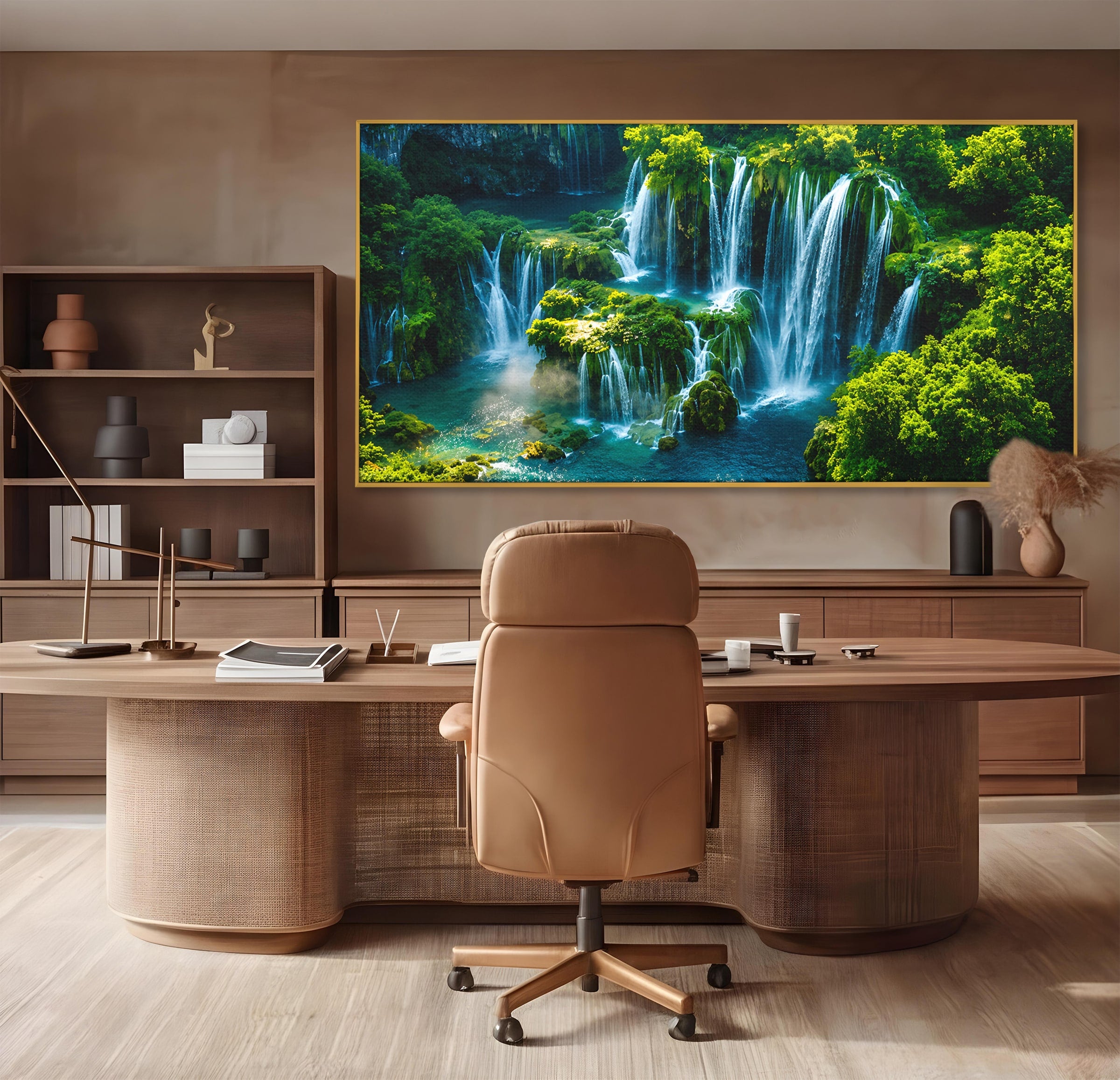 Tablou Canvas Premium LuxCanva® A1724, Cascade Tropicale, Cascade, Natura, Peisaj, Relaxare, Living, Culori Vibrante