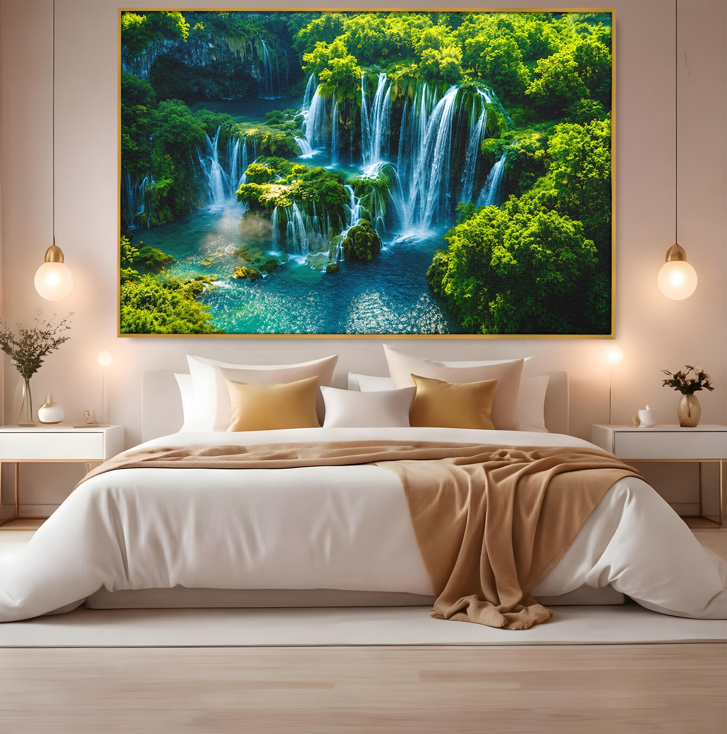 Tablou Canvas Premium LuxCanva® A1724, Cascade Tropicale, Cascade, Natura, Peisaj, Relaxare, Living, Culori Vibrante