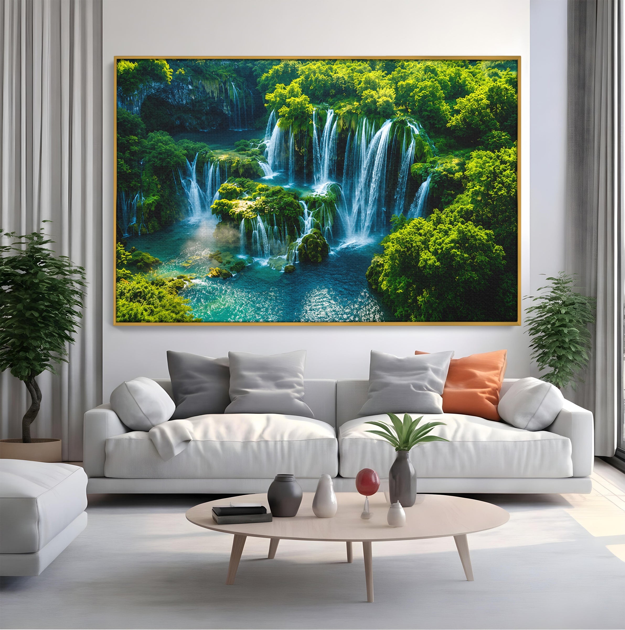 Tablou Canvas Premium LuxCanva® A1724, Cascade Tropicale, Cascade, Natura, Peisaj, Relaxare, Living, Culori Vibrante