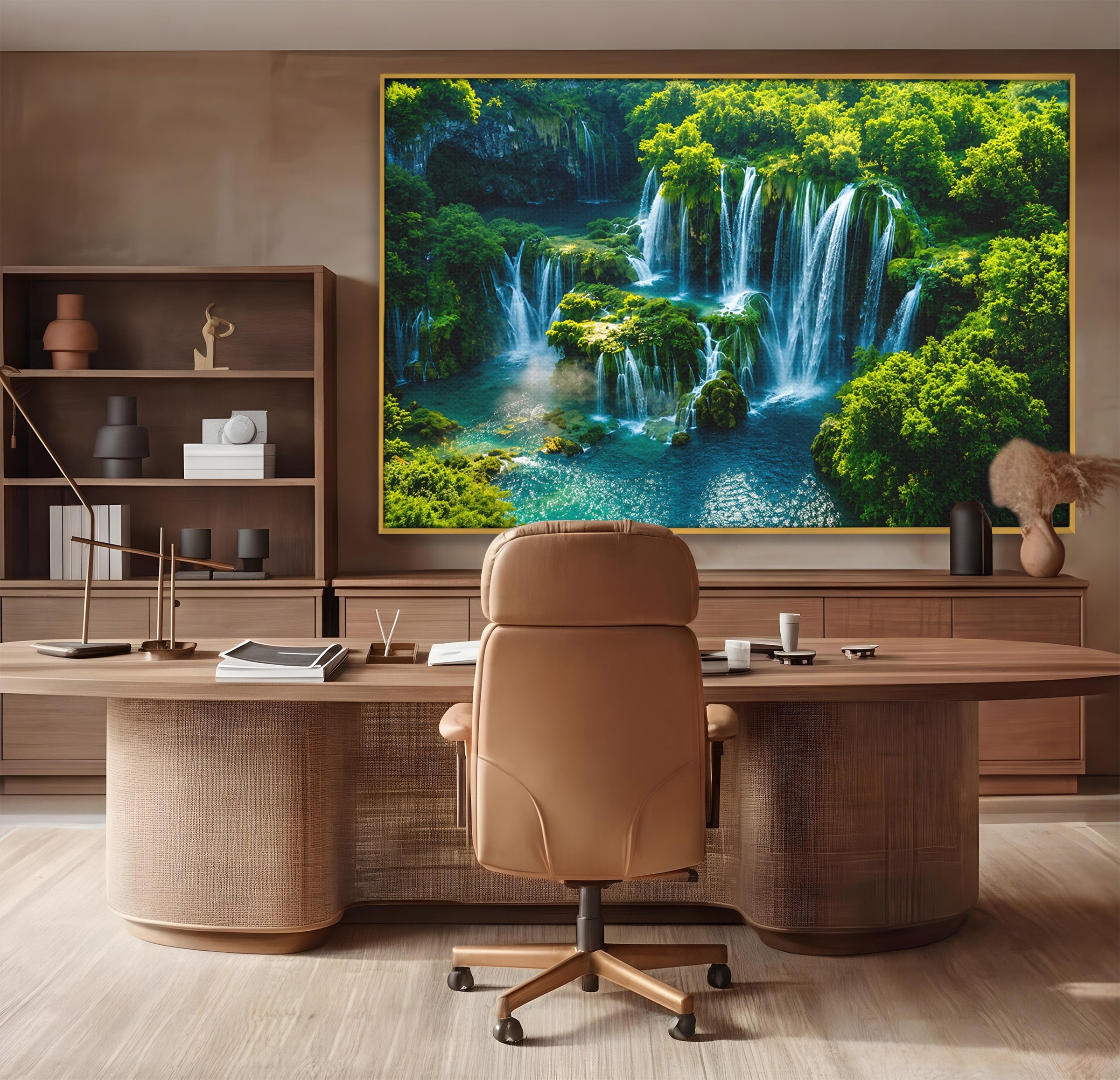 Tablou Canvas Premium LuxCanva® A1724, Cascade Tropicale, Cascade, Natura, Peisaj, Relaxare, Living, Culori Vibrante