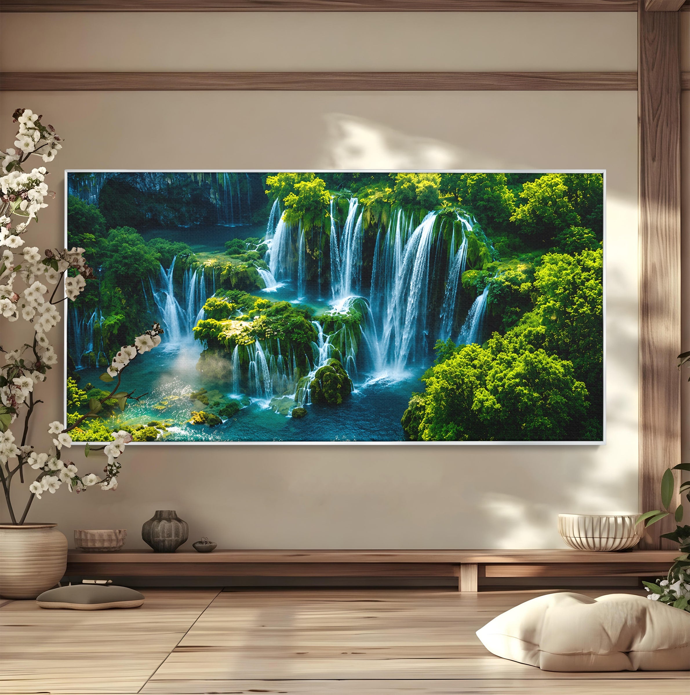 Tablou Canvas Premium LuxCanva® A1724, Cascade Tropicale, Cascade, Natura, Peisaj, Relaxare, Living, Culori Vibrante
