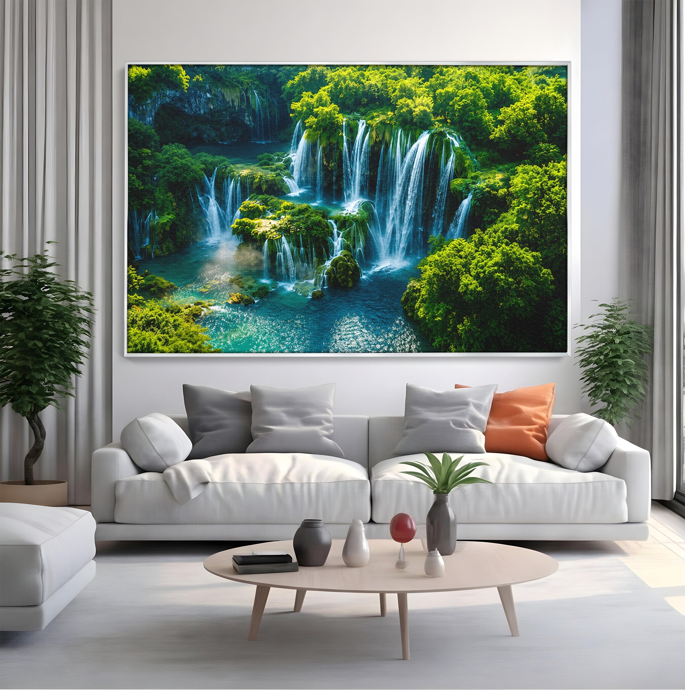 Tablou Canvas Premium LuxCanva® A1724, Cascade Tropicale, Cascade, Natura, Peisaj, Relaxare, Living, Culori Vibrante