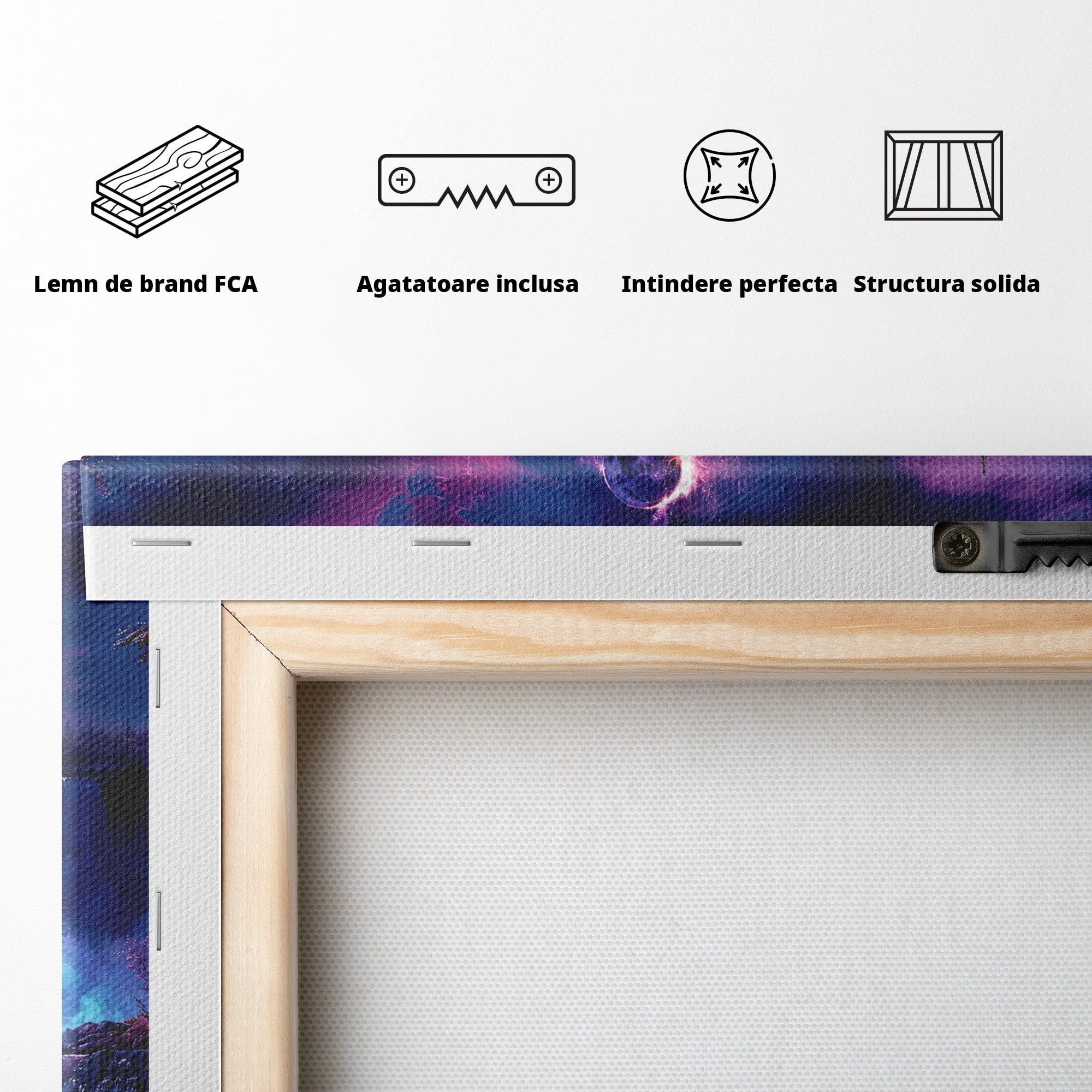 Tablou Canvas Premium LuxCanva® A1725, Cascada Sub Luna, Cascada, Peisaj, Noapte, Fantezie, Living, Culori Vibrante