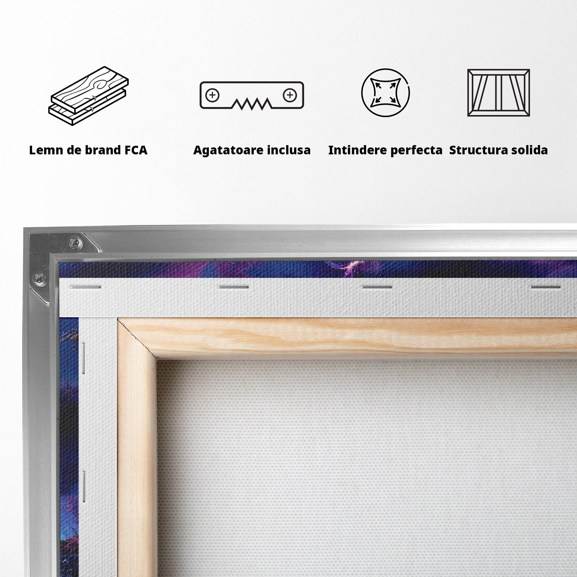Tablou Canvas Premium LuxCanva® A1725, Cascada Sub Luna, Cascada, Peisaj, Noapte, Fantezie, Living, Culori Vibrante