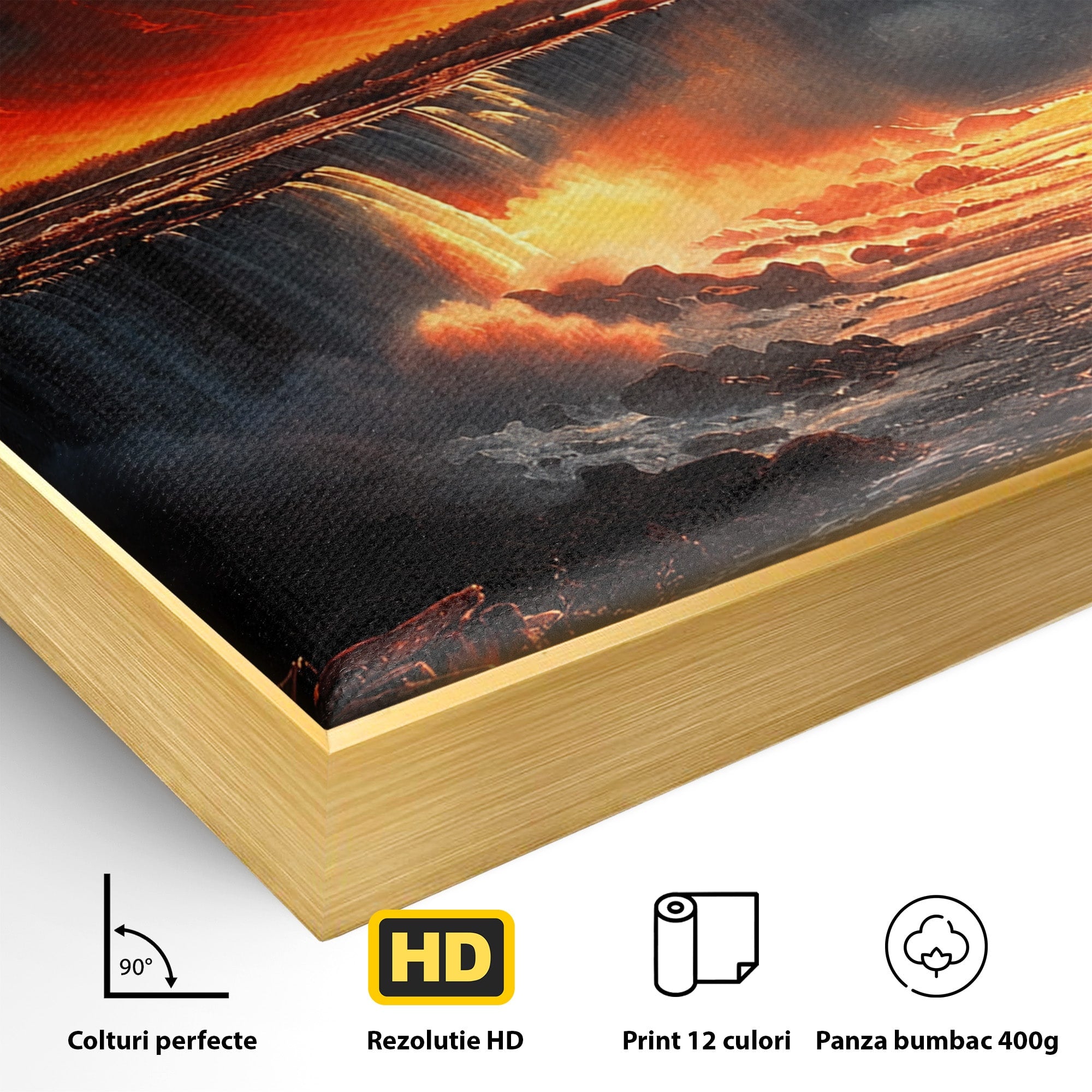 Tablou Canvas Premium LuxCanva® A1726, Eclipsa Mistica, Eclipsa, Cascada, Apus, Peisaj, Living, Culori Vibrante