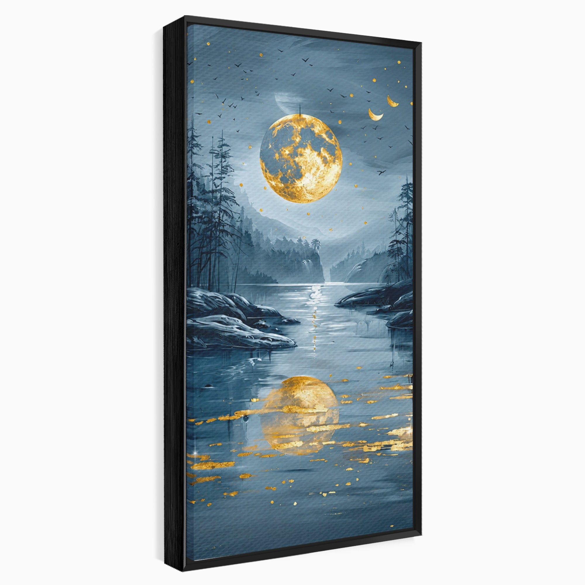 Tablou Canvas Premium LuxCanva® A1727, Luna De Aur, Luna, Peisaj, Noapte, Natura, Living, Culori Vibrante
