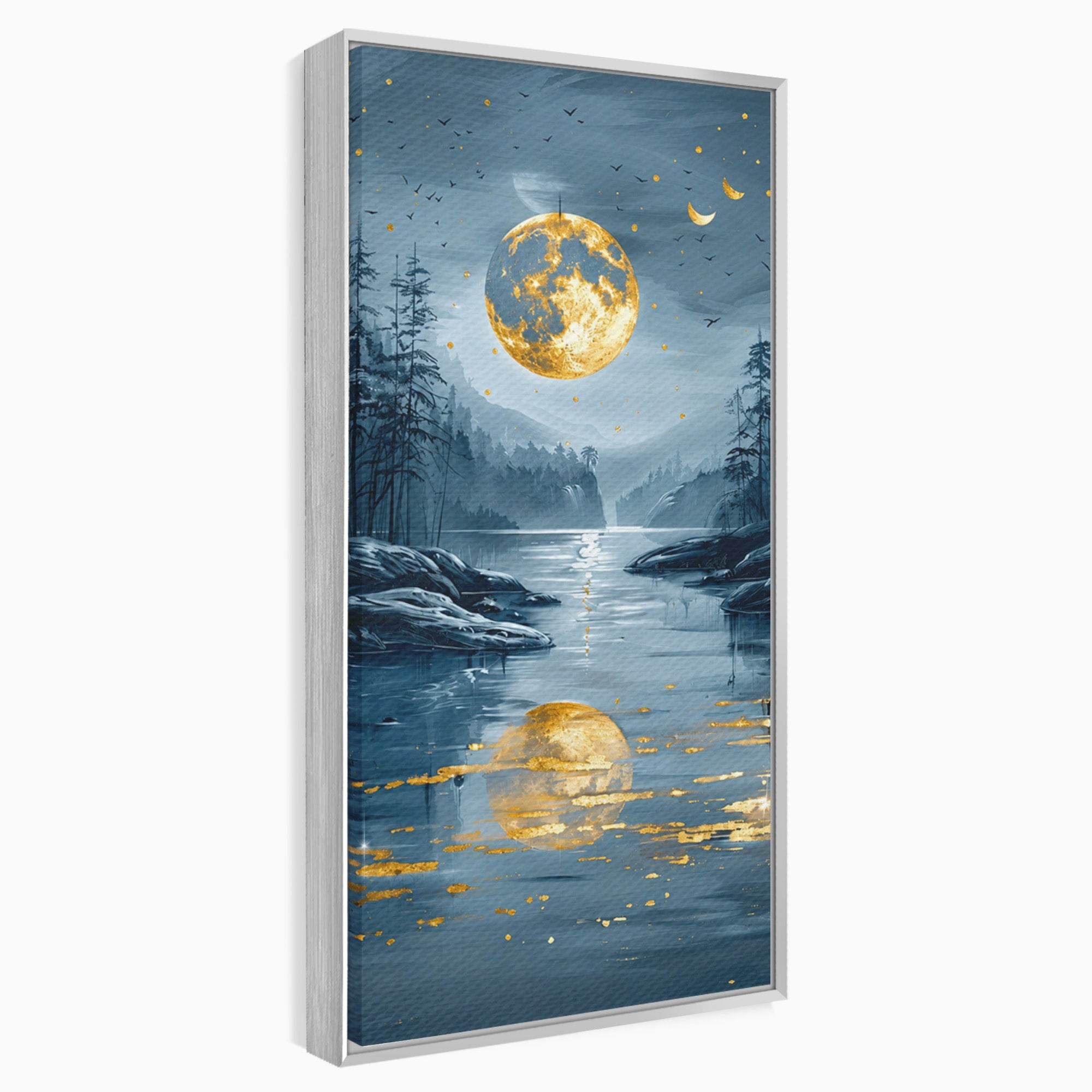 Tablou Canvas Premium LuxCanva® A1727, Luna De Aur, Luna, Peisaj, Noapte, Natura, Living, Culori Vibrante