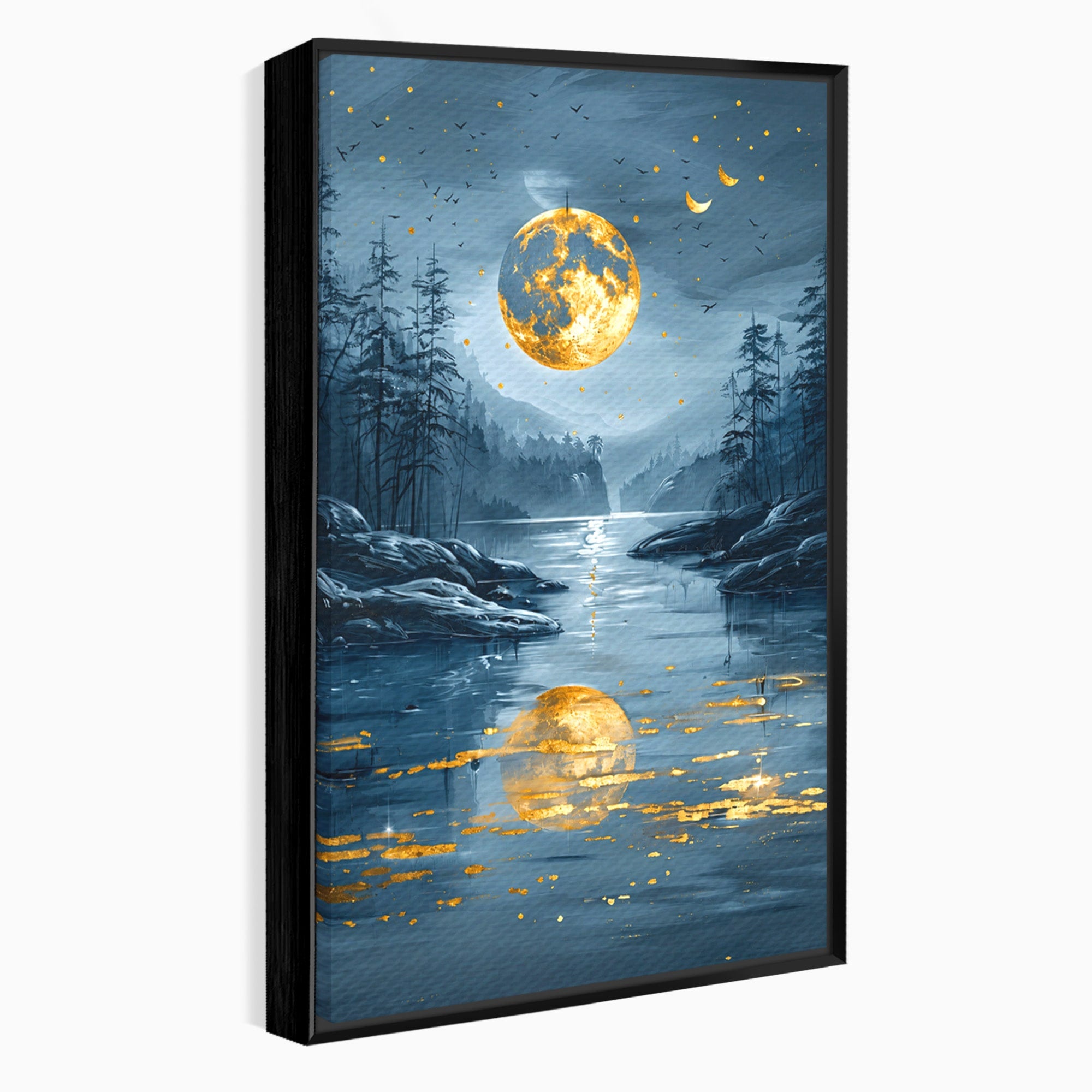 Tablou Canvas Premium LuxCanva® A1727, Luna De Aur, Luna, Peisaj, Noapte, Natura, Living, Culori Vibrante