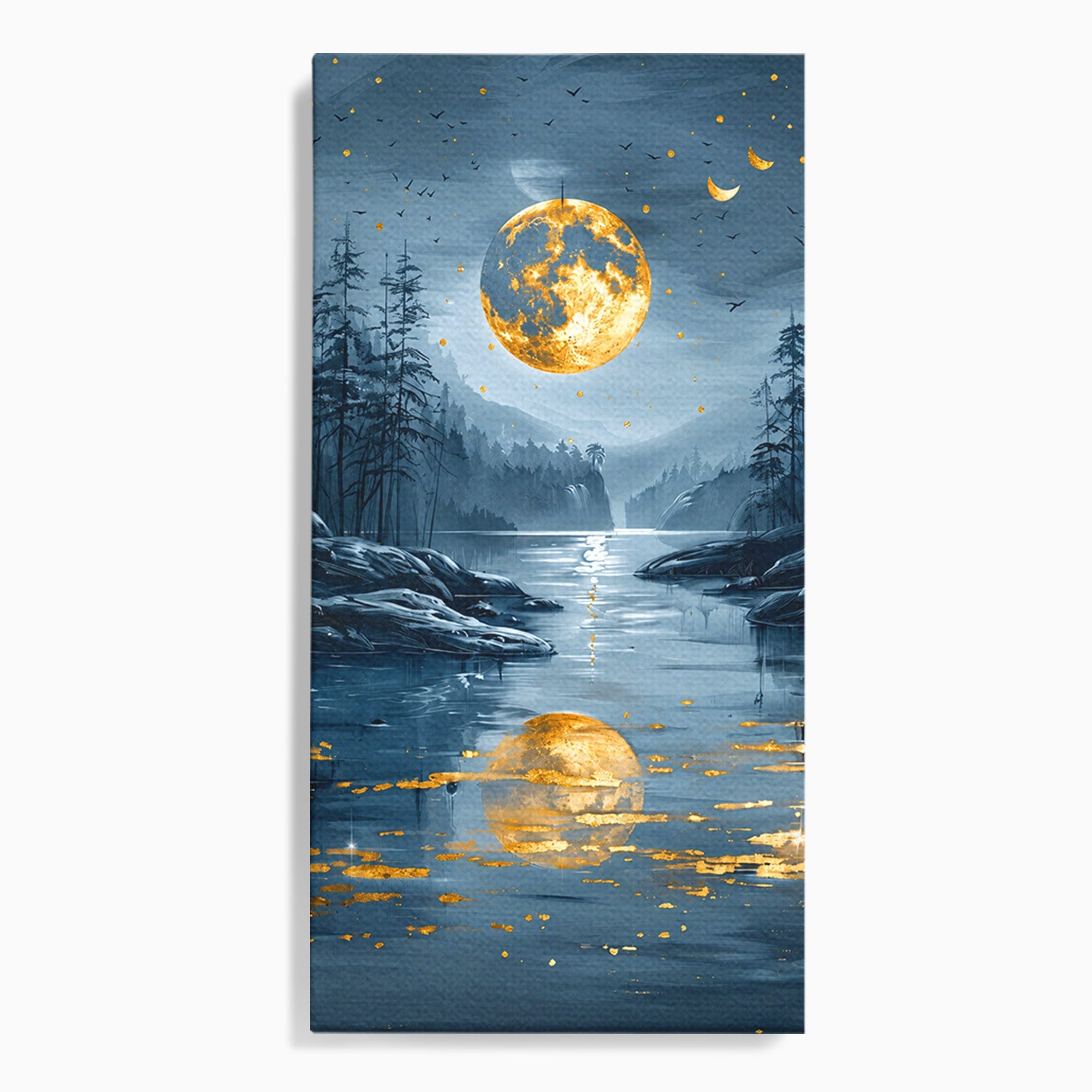 Tablou Canvas Premium LuxCanva® A1727, Luna De Aur, Luna, Peisaj, Noapte, Natura, Living, Culori Vibrante