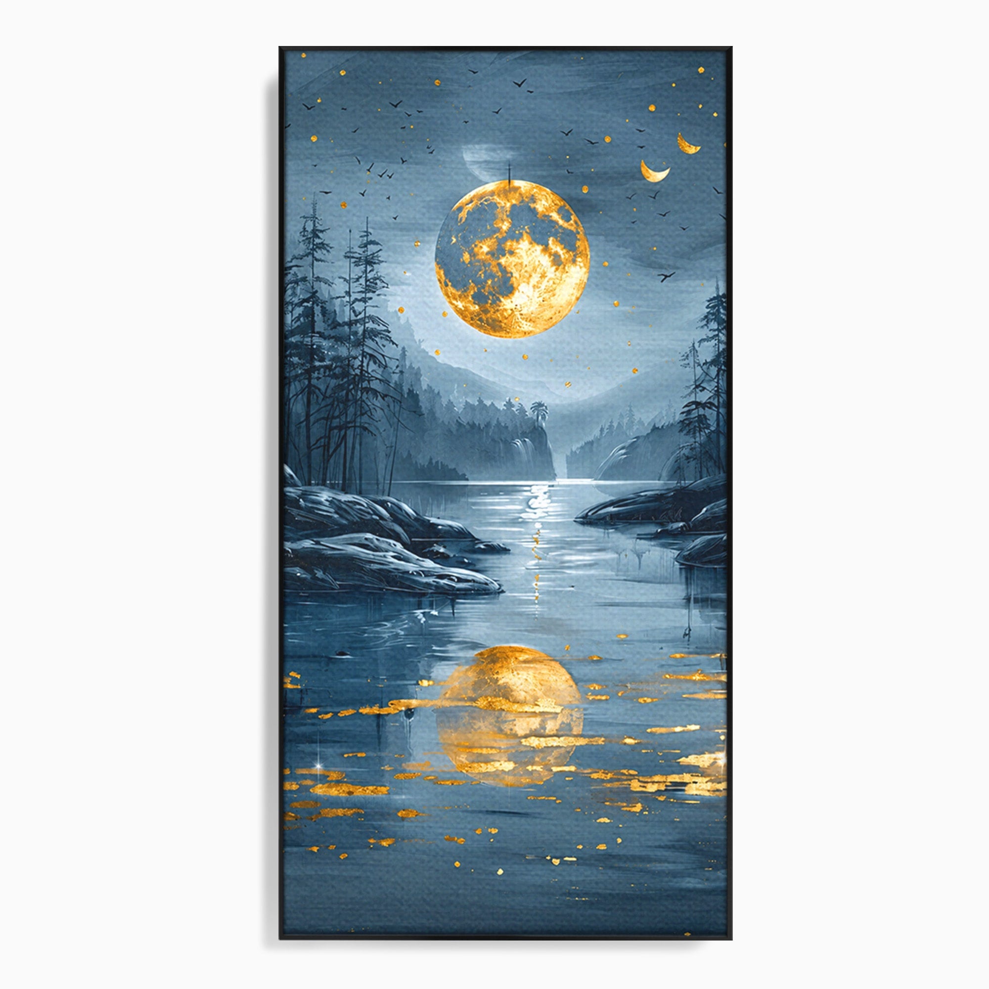 Tablou Canvas Premium LuxCanva® A1727, Luna De Aur, Luna, Peisaj, Noapte, Natura, Living, Culori Vibrante
