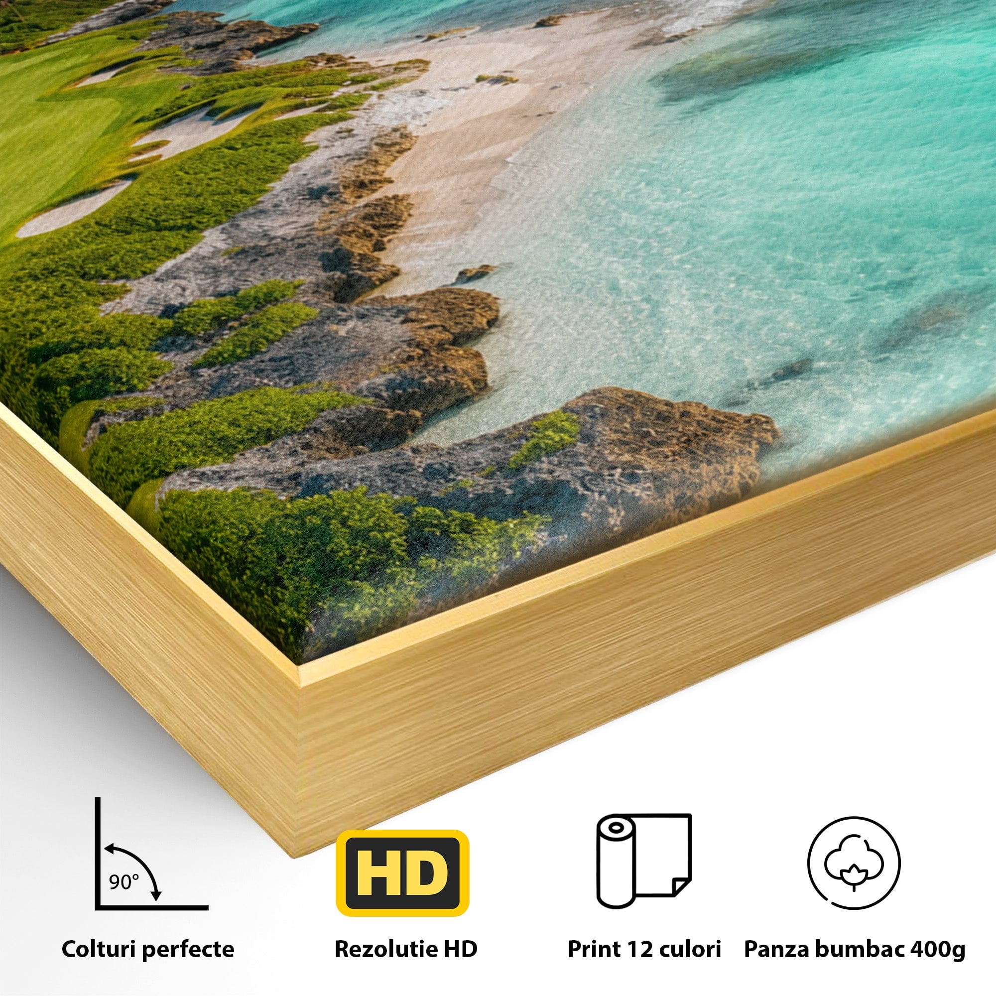 Tablou Canvas Premium LuxCanva® A1728, Peisaj Marin Cu Plaja, Peisaj, Plaja, Mare, Natura, Living, Culori Vibrante