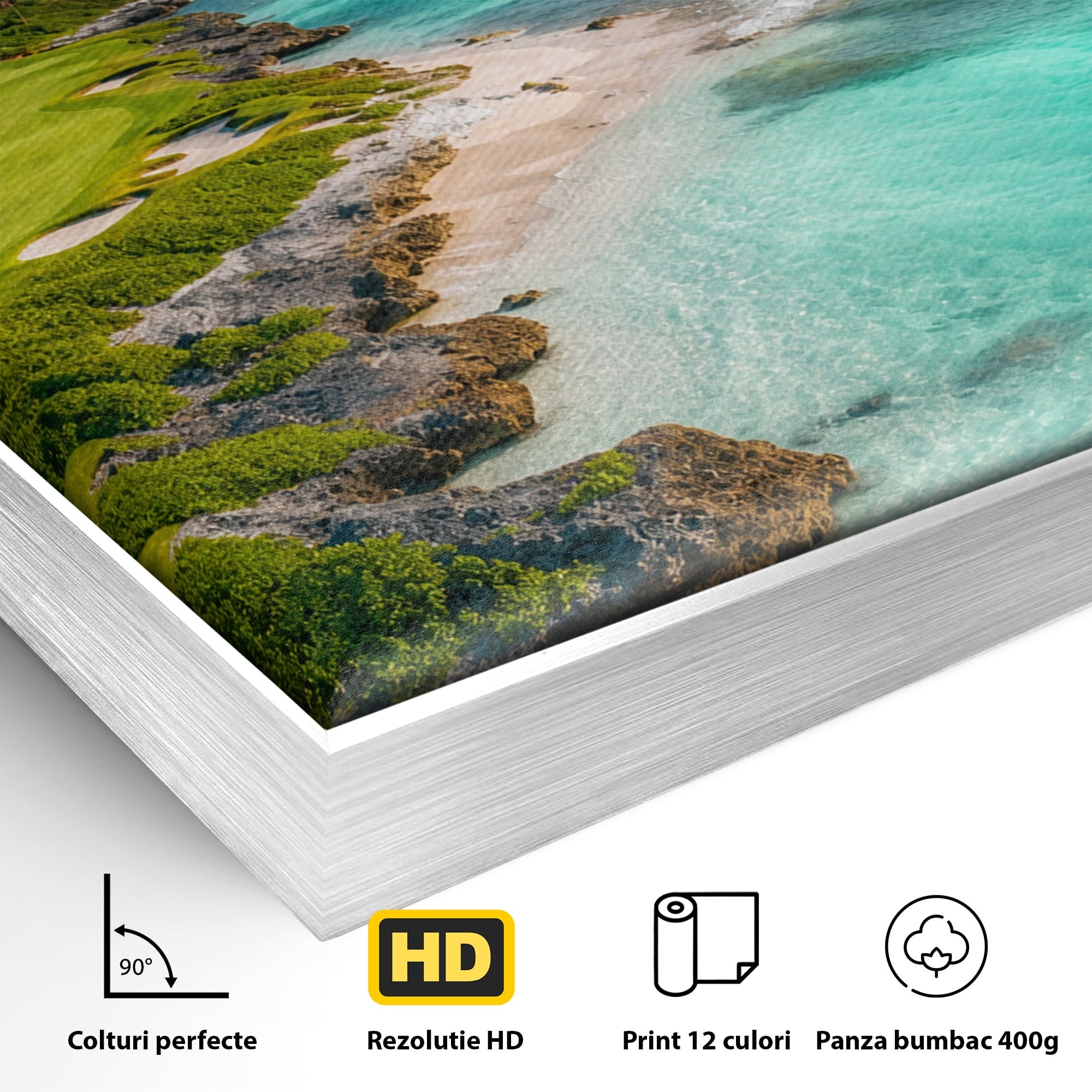 Tablou Canvas Premium LuxCanva® A1728, Peisaj Marin Cu Plaja, Peisaj, Plaja, Mare, Natura, Living, Culori Vibrante