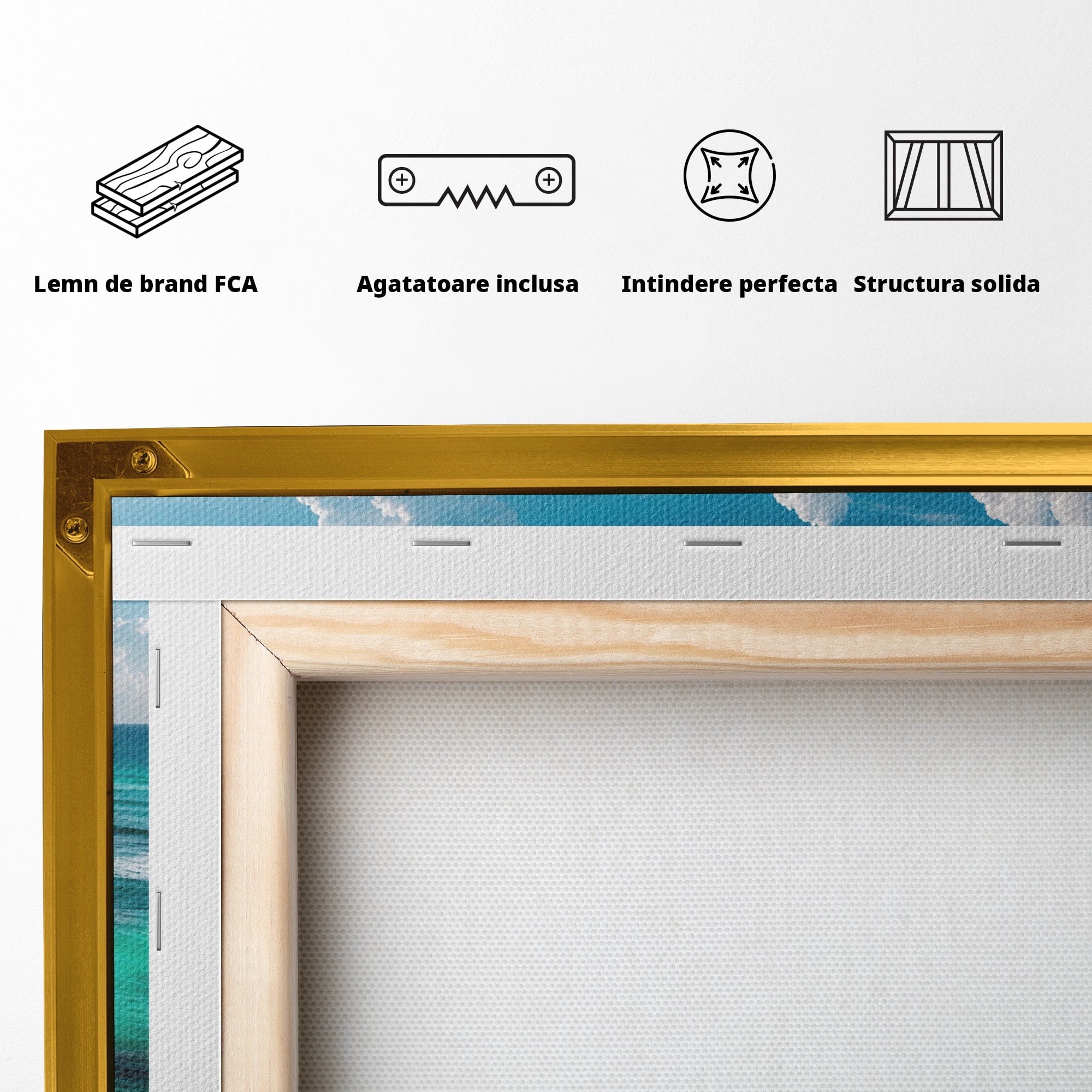 Tablou Canvas Premium LuxCanva® A1728, Peisaj Marin Cu Plaja, Peisaj, Plaja, Mare, Natura, Living, Culori Vibrante