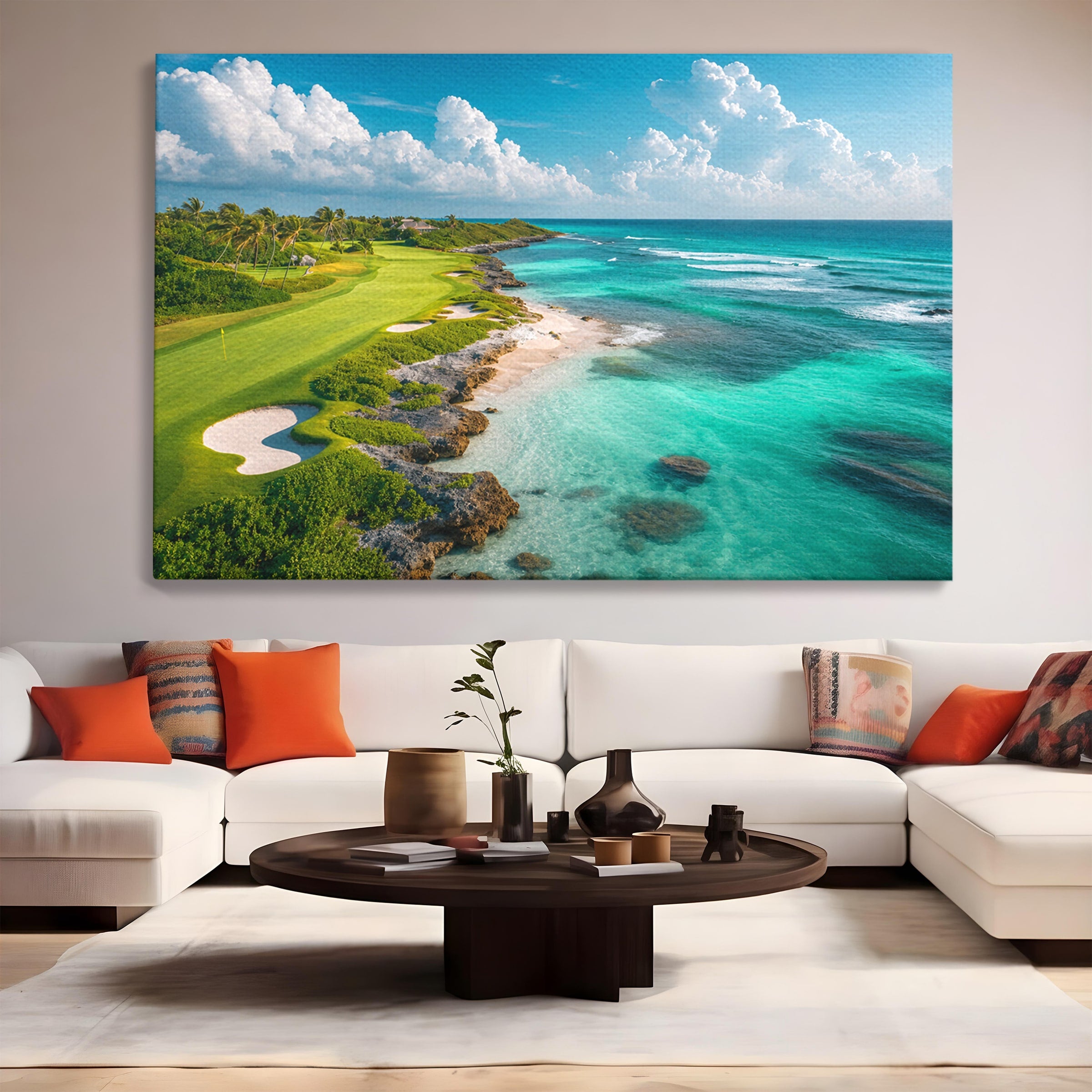 Tablou Canvas Premium LuxCanva® A1728, Peisaj Marin Cu Plaja, Peisaj, Plaja, Mare, Natura, Living, Culori Vibrante