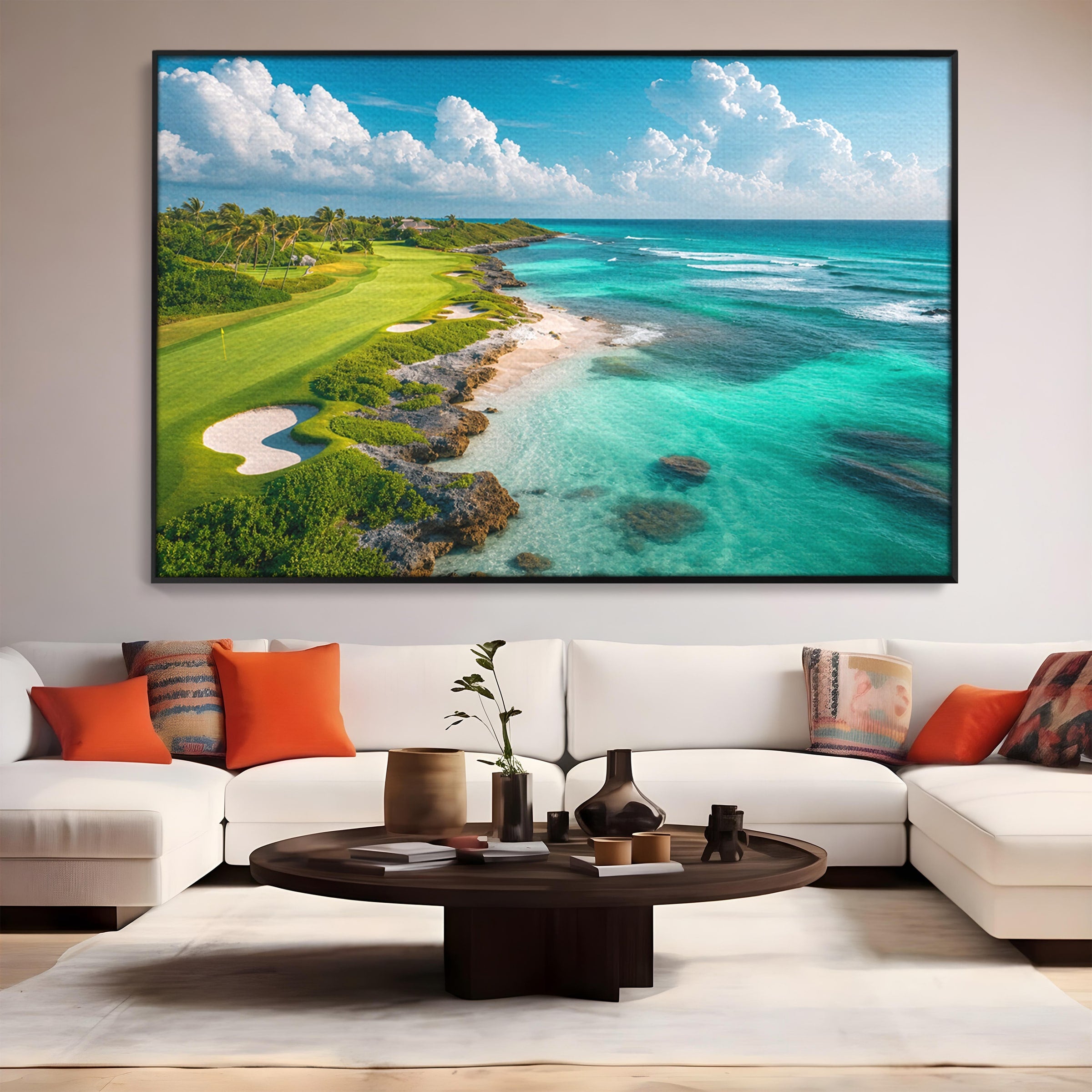 Tablou Canvas Premium LuxCanva® A1728, Peisaj Marin Cu Plaja, Peisaj, Plaja, Mare, Natura, Living, Culori Vibrante