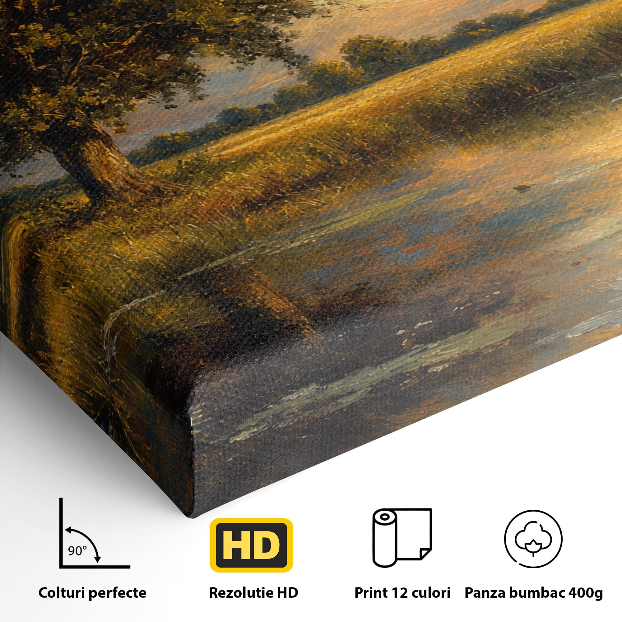Tablou Canvas Premium LuxCanva® A1729, Peisaj La Apus, Peisaj, Apus, Natura, Copac, Living, Dormitor, Culori Vibrante