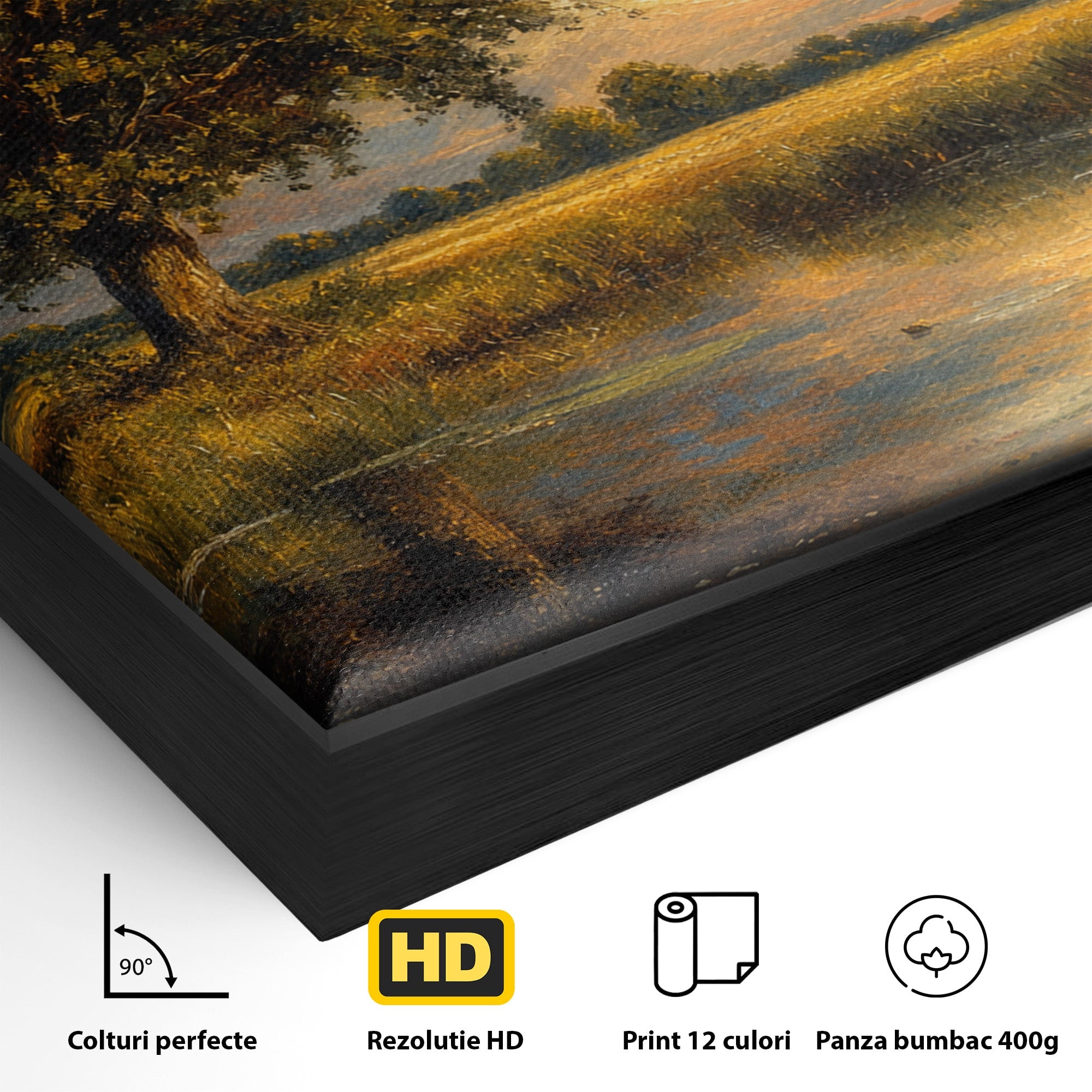 Tablou Canvas Premium LuxCanva® A1729, Peisaj La Apus, Peisaj, Apus, Natura, Copac, Living, Dormitor, Culori Vibrante