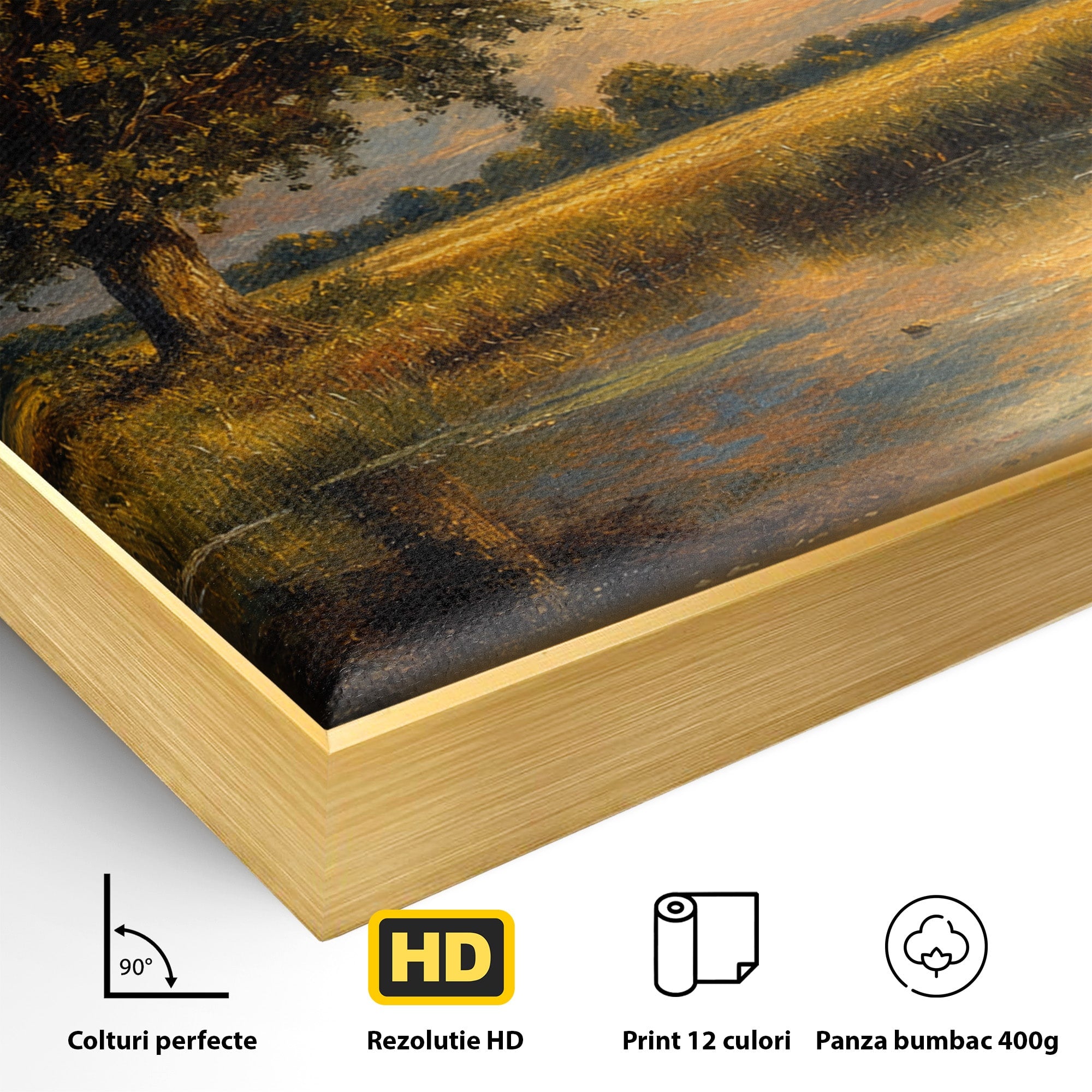 Tablou Canvas Premium LuxCanva® A1729, Peisaj La Apus, Peisaj, Apus, Natura, Copac, Living, Dormitor, Culori Vibrante
