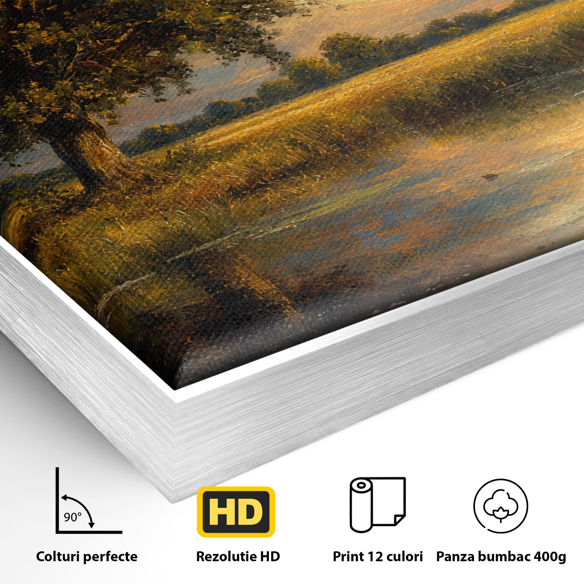 Tablou Canvas Premium LuxCanva® A1729, Peisaj La Apus, Peisaj, Apus, Natura, Copac, Living, Dormitor, Culori Vibrante