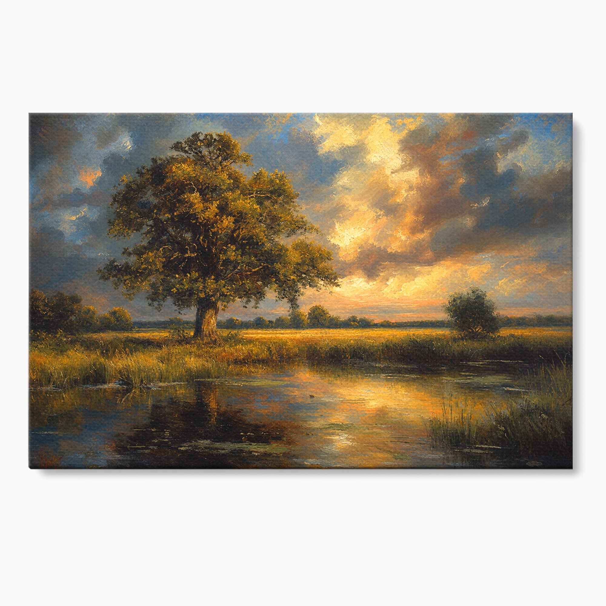 Tablou Canvas Premium LuxCanva® A1729, Peisaj La Apus, Peisaj, Apus, Natura, Copac, Living, Dormitor, Culori Vibrante