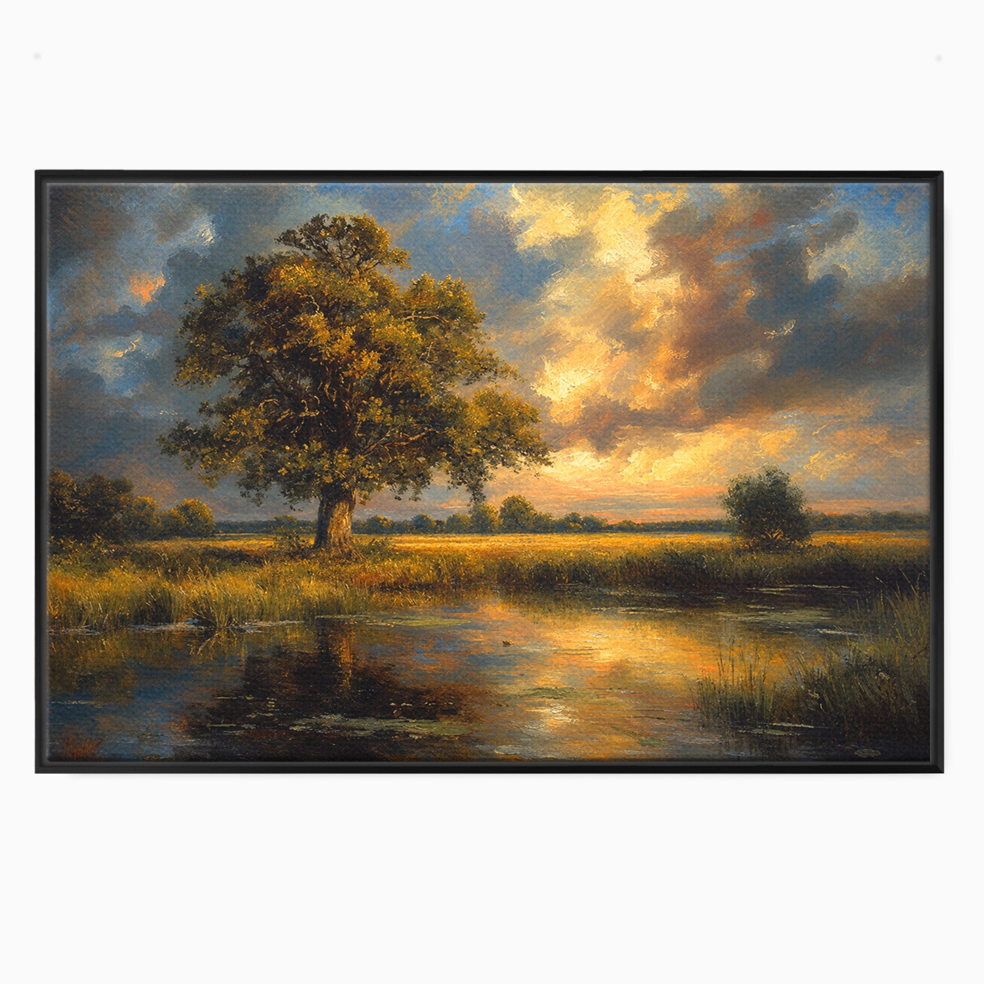 Tablou Canvas Premium LuxCanva® A1729, Peisaj La Apus, Peisaj, Apus, Natura, Copac, Living, Dormitor, Culori Vibrante