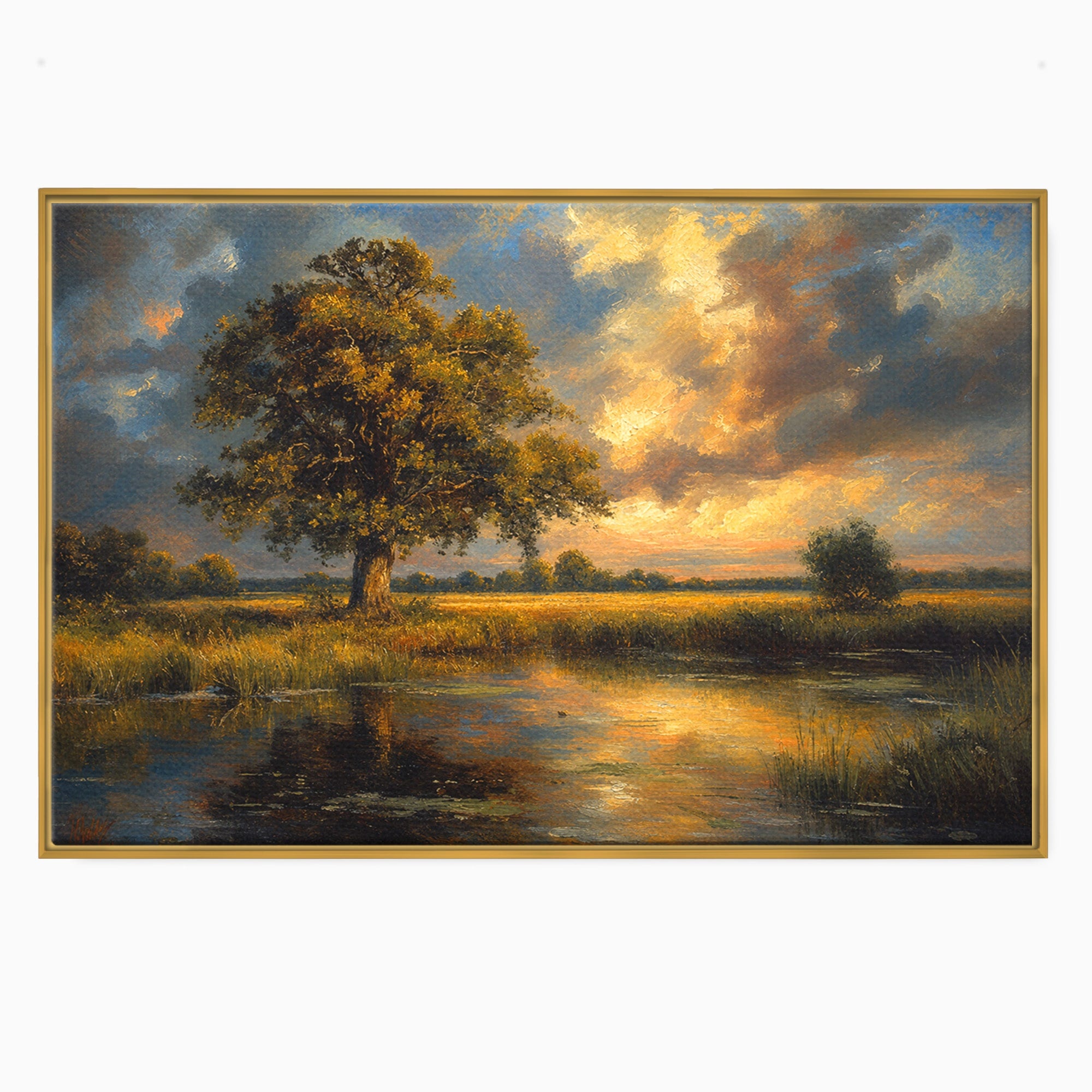 Tablou Canvas Premium LuxCanva® A1729, Peisaj La Apus, Peisaj, Apus, Natura, Copac, Living, Dormitor, Culori Vibrante