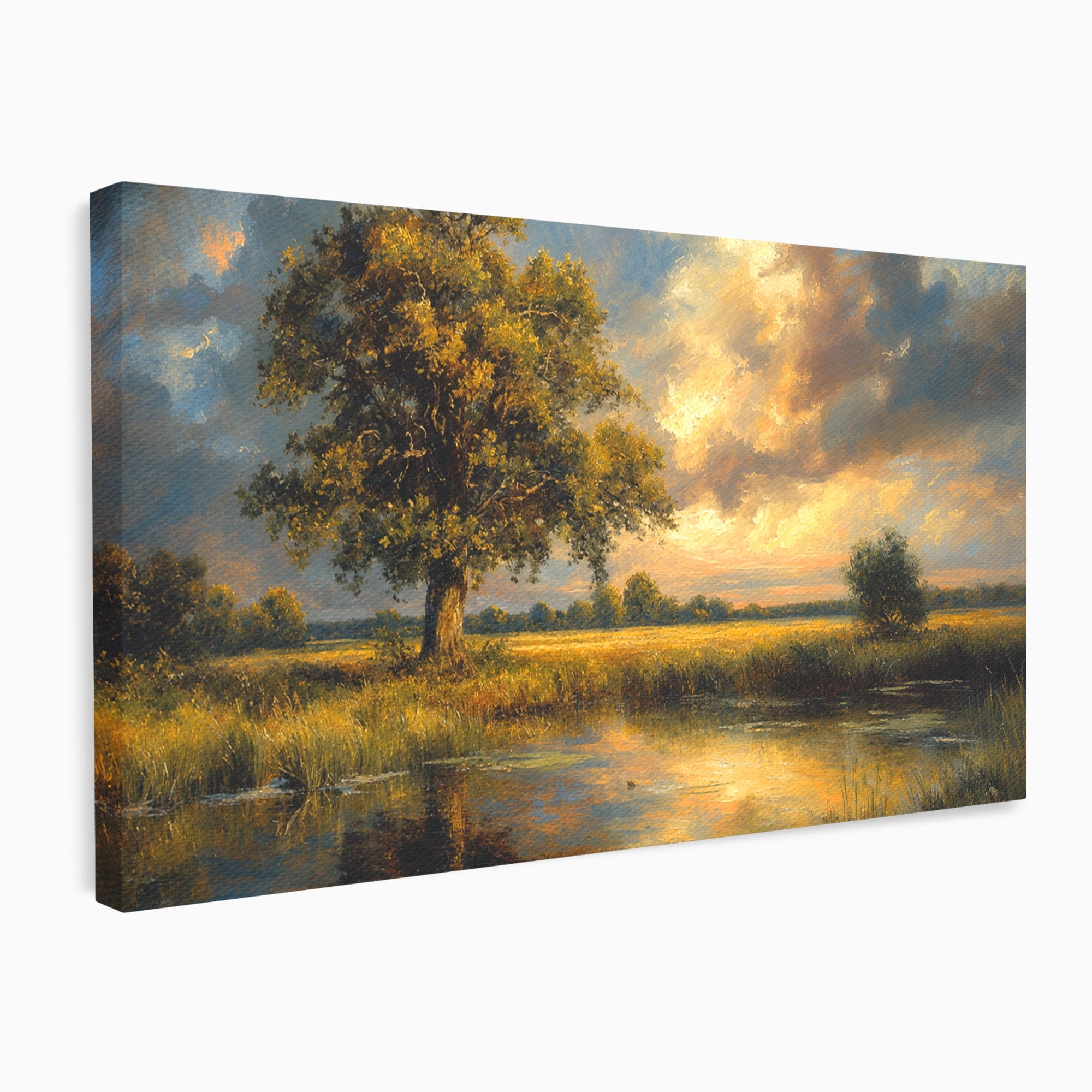 Tablou Canvas Premium LuxCanva® A1729, Peisaj La Apus, Peisaj, Apus, Natura, Copac, Living, Dormitor, Culori Vibrante