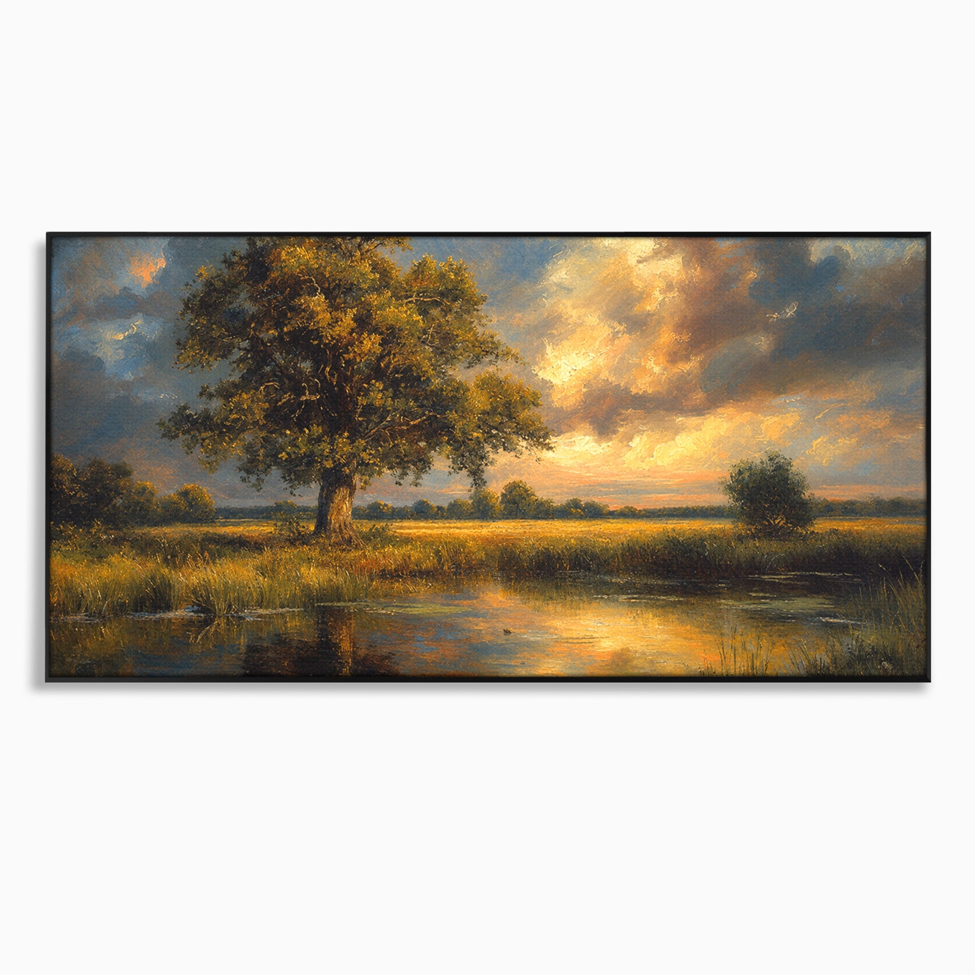 Tablou Canvas Premium LuxCanva® A1729, Peisaj La Apus, Peisaj, Apus, Natura, Copac, Living, Dormitor, Culori Vibrante
