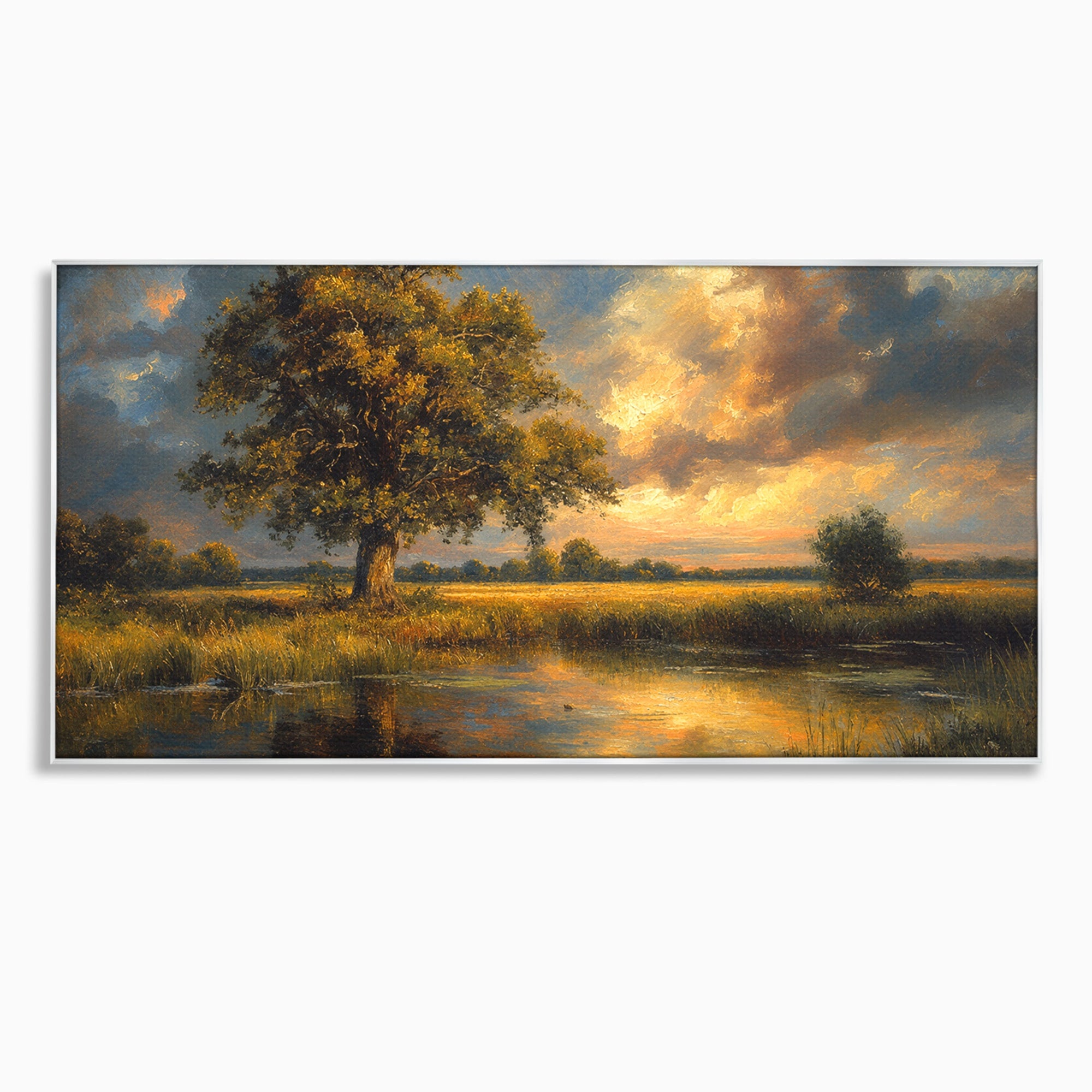 Tablou Canvas Premium LuxCanva® A1729, Peisaj La Apus, Peisaj, Apus, Natura, Copac, Living, Dormitor, Culori Vibrante