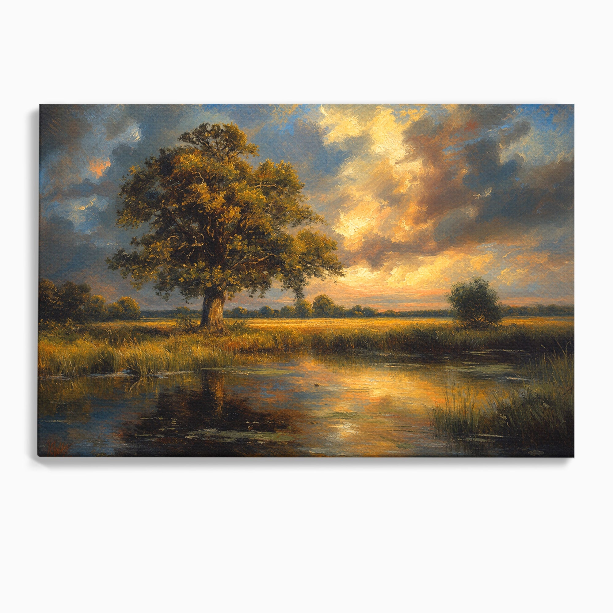 Tablou Canvas Premium LuxCanva® A1729, Peisaj La Apus, Peisaj, Apus, Natura, Copac, Living, Dormitor, Culori Vibrante