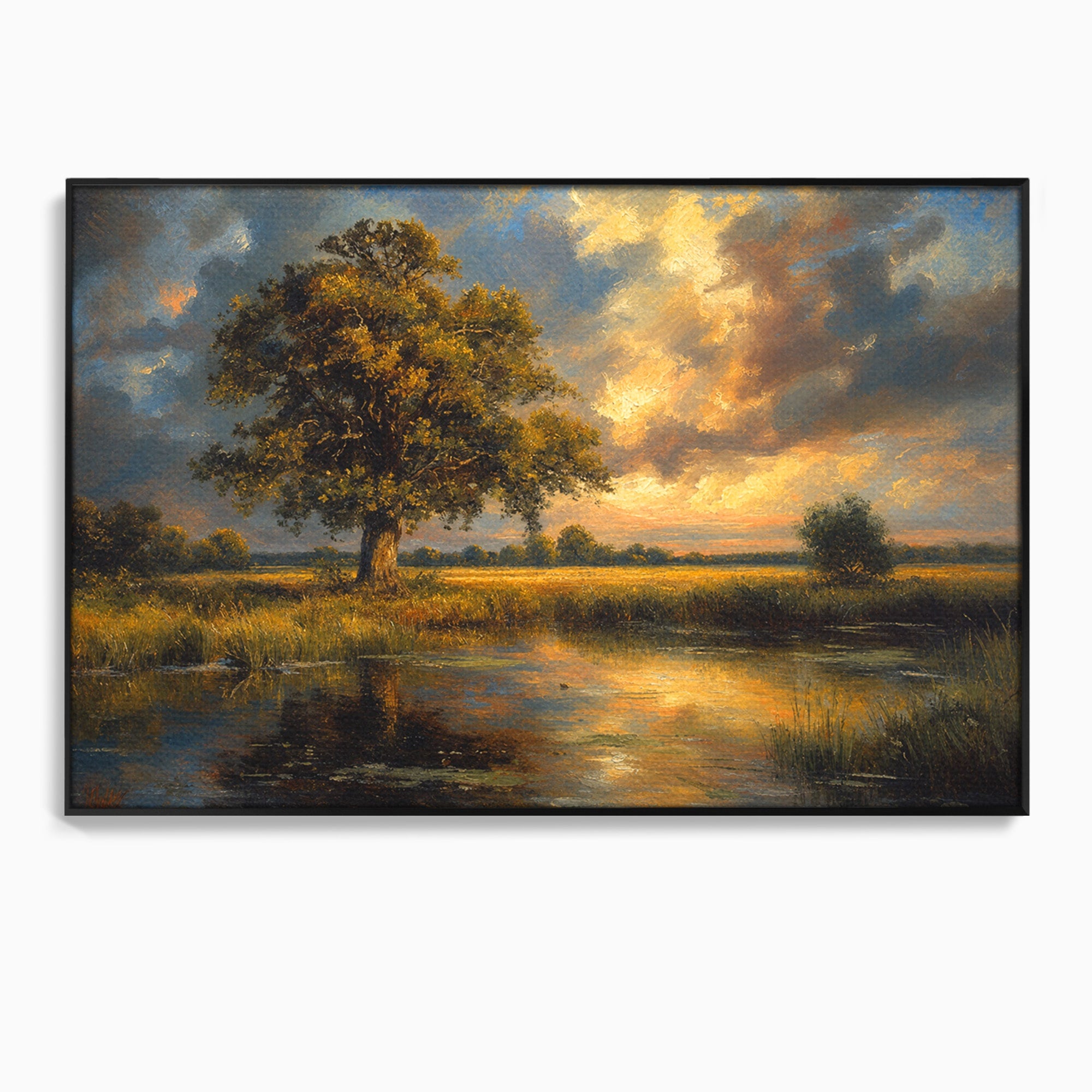 Tablou Canvas Premium LuxCanva® A1729, Peisaj La Apus, Peisaj, Apus, Natura, Copac, Living, Dormitor, Culori Vibrante