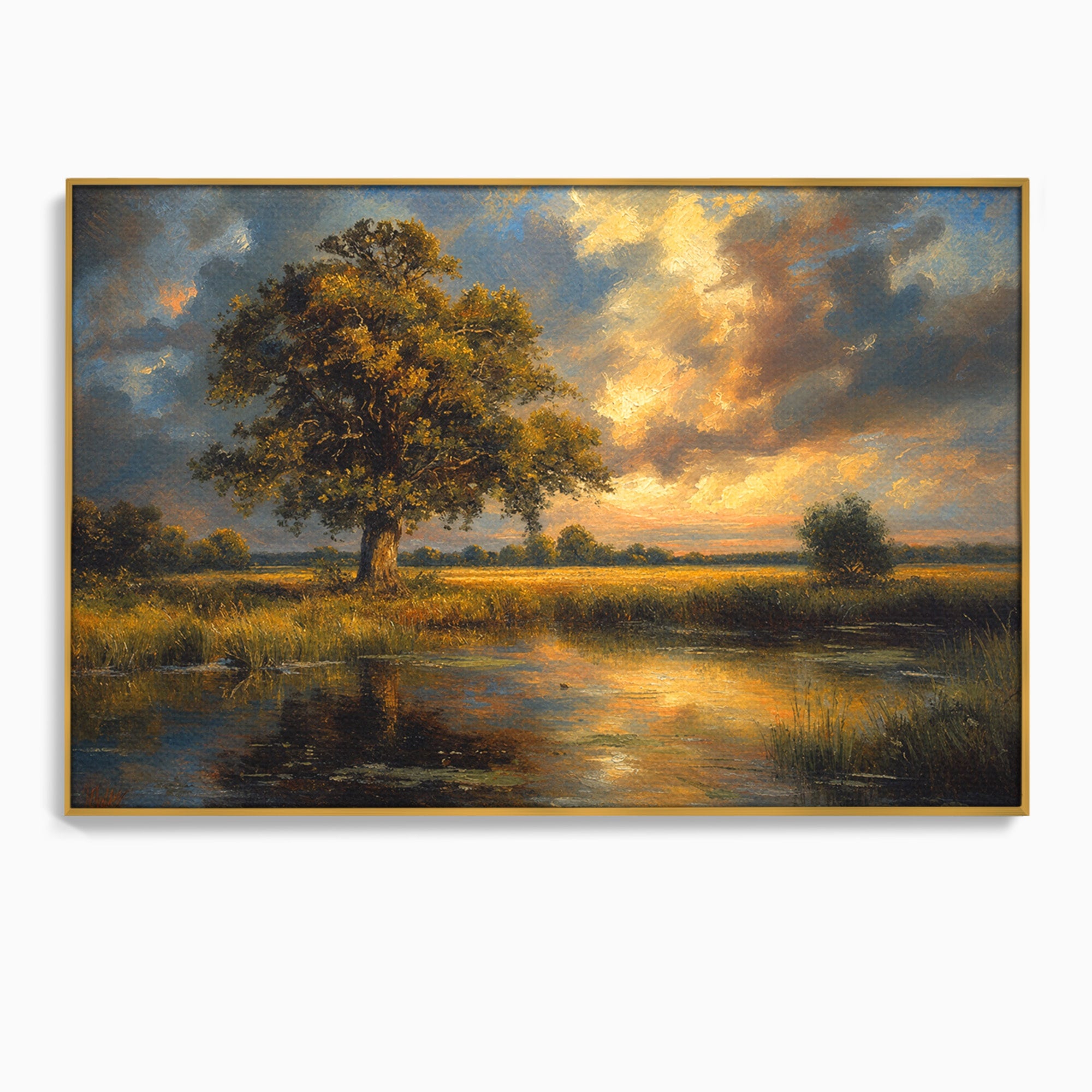 Tablou Canvas Premium LuxCanva® A1729, Peisaj La Apus, Peisaj, Apus, Natura, Copac, Living, Dormitor, Culori Vibrante