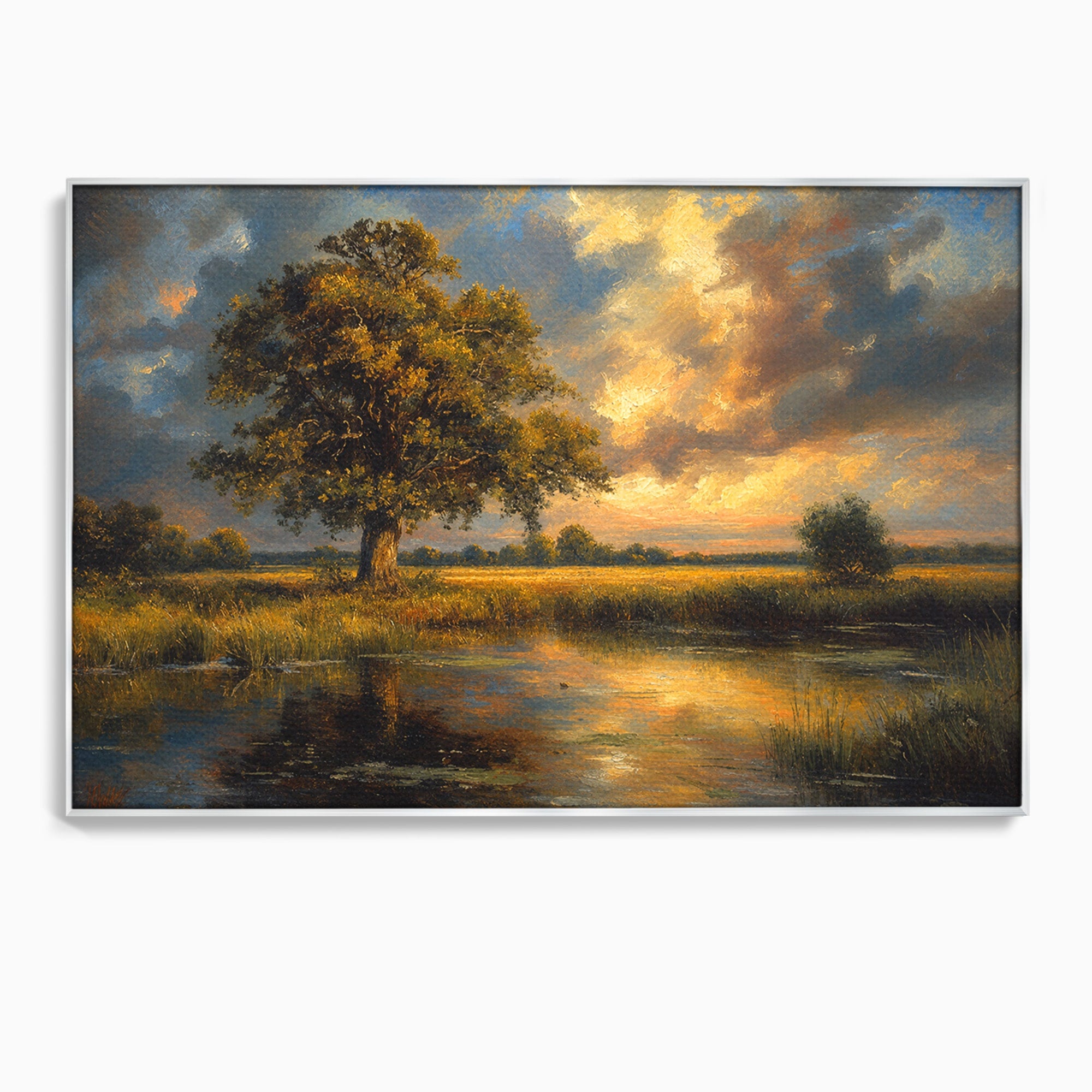 Tablou Canvas Premium LuxCanva® A1729, Peisaj La Apus, Peisaj, Apus, Natura, Copac, Living, Dormitor, Culori Vibrante