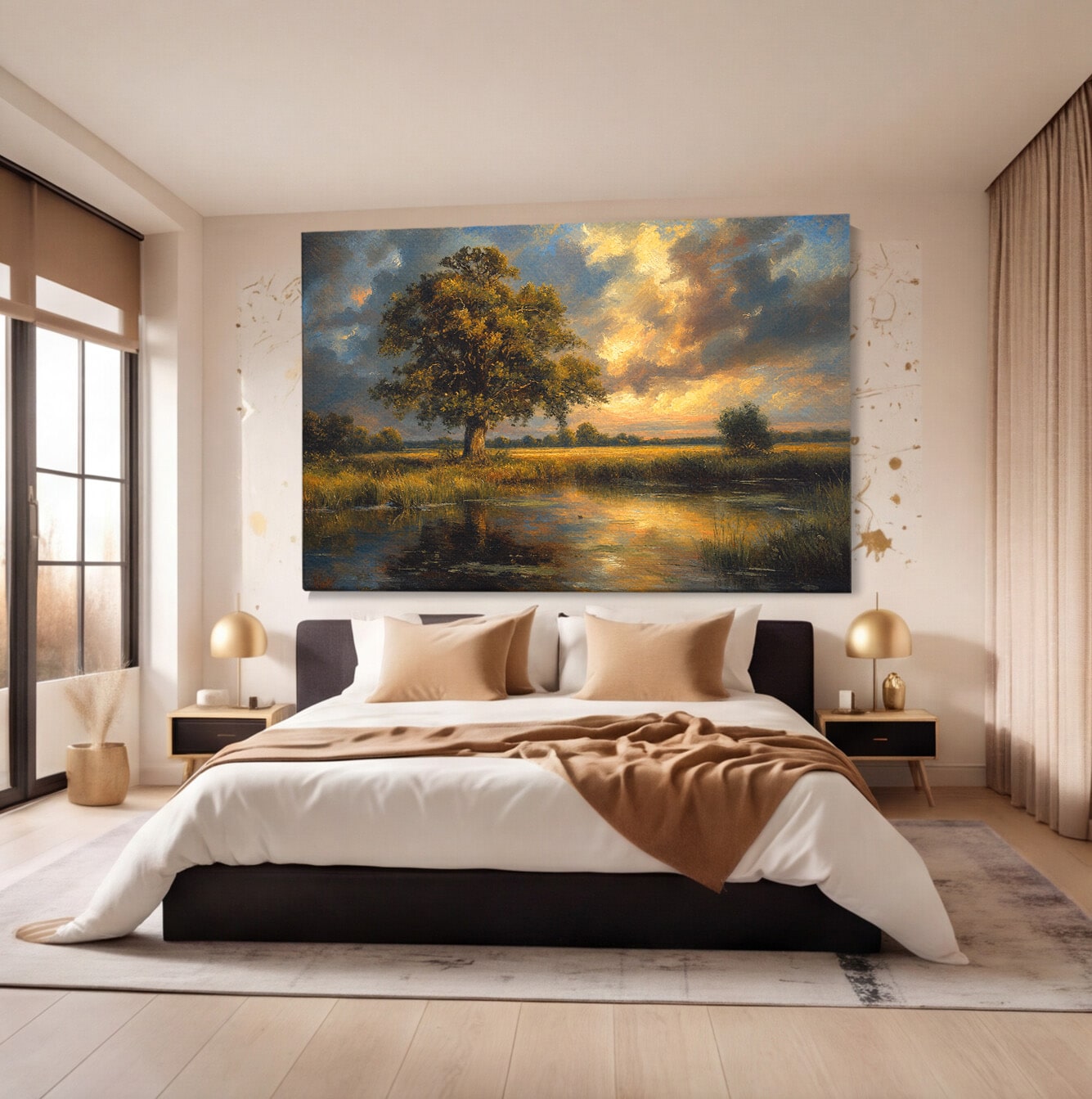 Tablou Canvas Premium LuxCanva® A1729, Peisaj La Apus, Peisaj, Apus, Natura, Copac, Living, Dormitor, Culori Vibrante