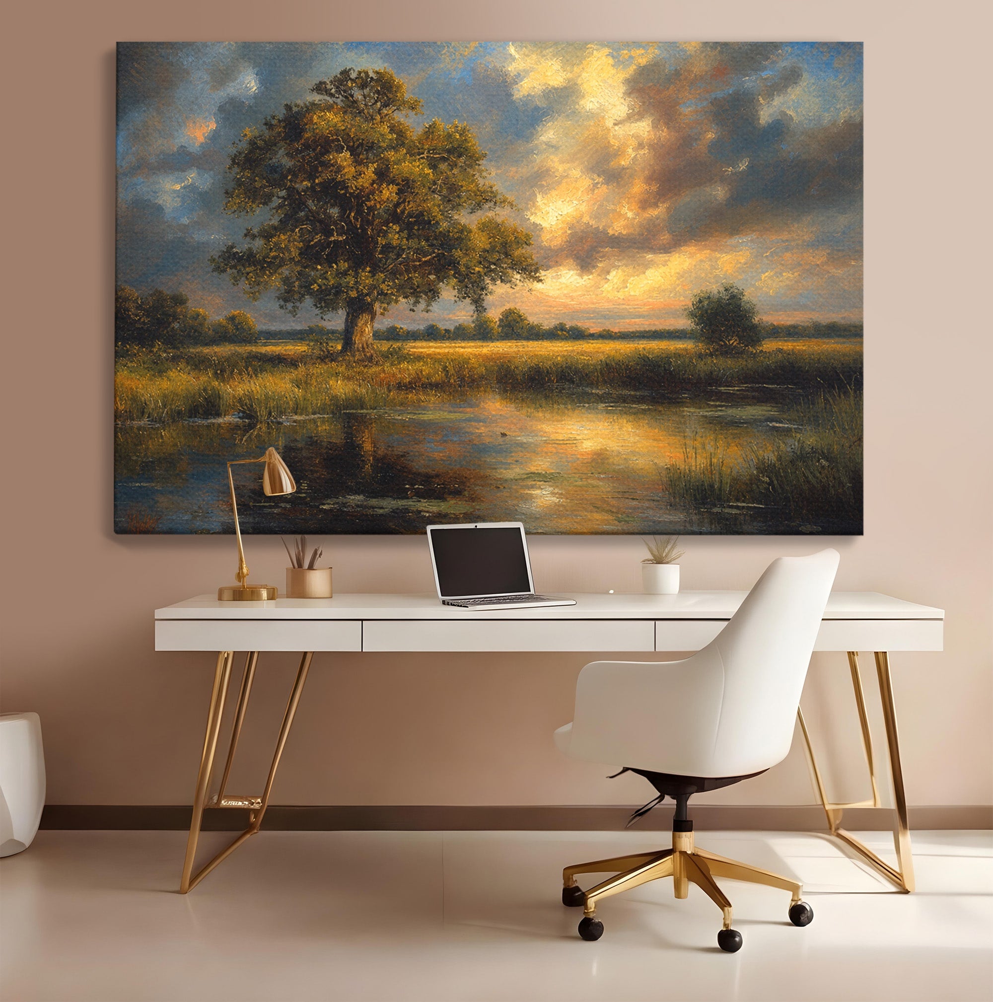 Tablou Canvas Premium LuxCanva® A1729, Peisaj La Apus, Peisaj, Apus, Natura, Copac, Living, Dormitor, Culori Vibrante