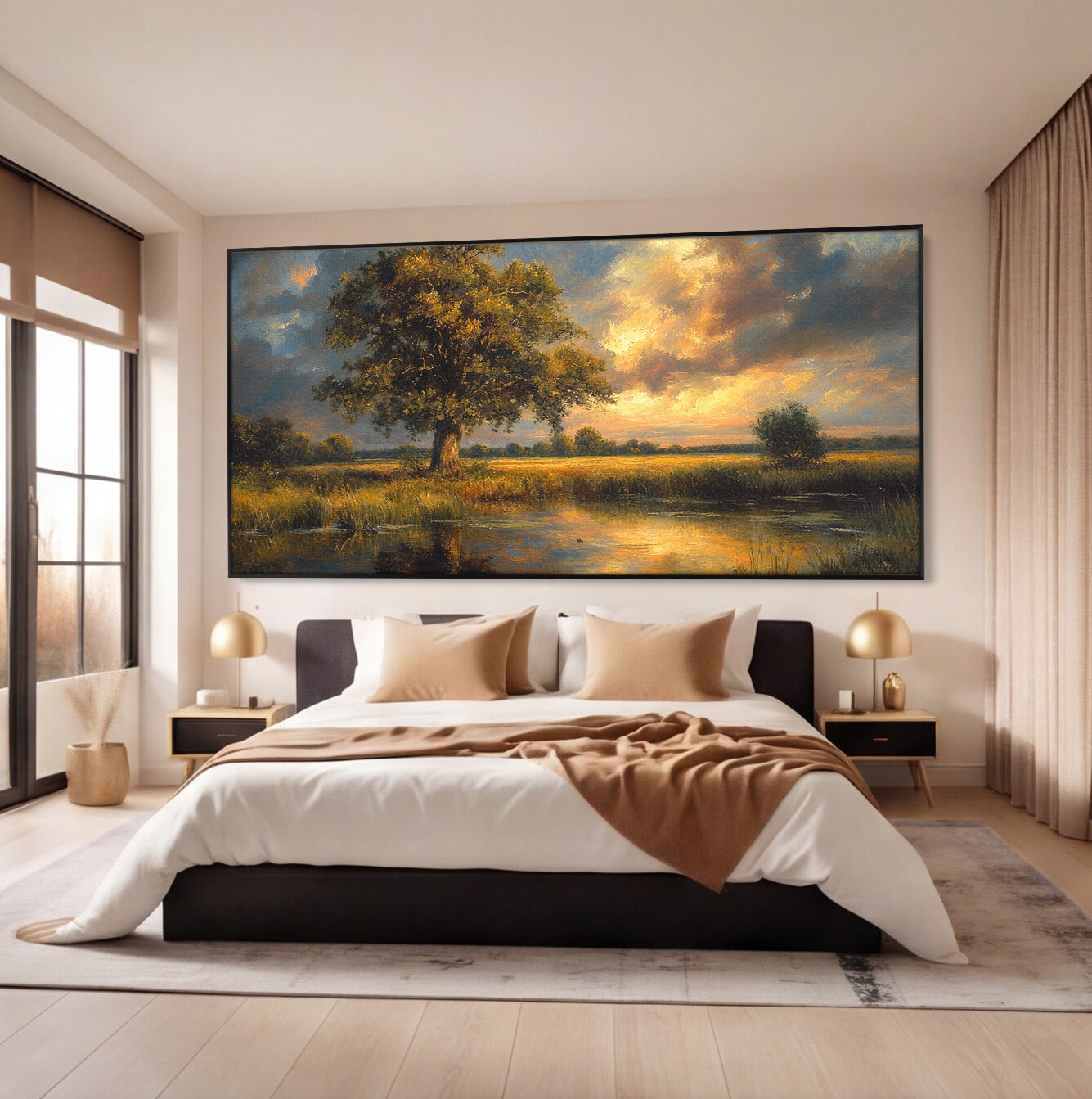 Tablou Canvas Premium LuxCanva® A1729, Peisaj La Apus, Peisaj, Apus, Natura, Copac, Living, Dormitor, Culori Vibrante