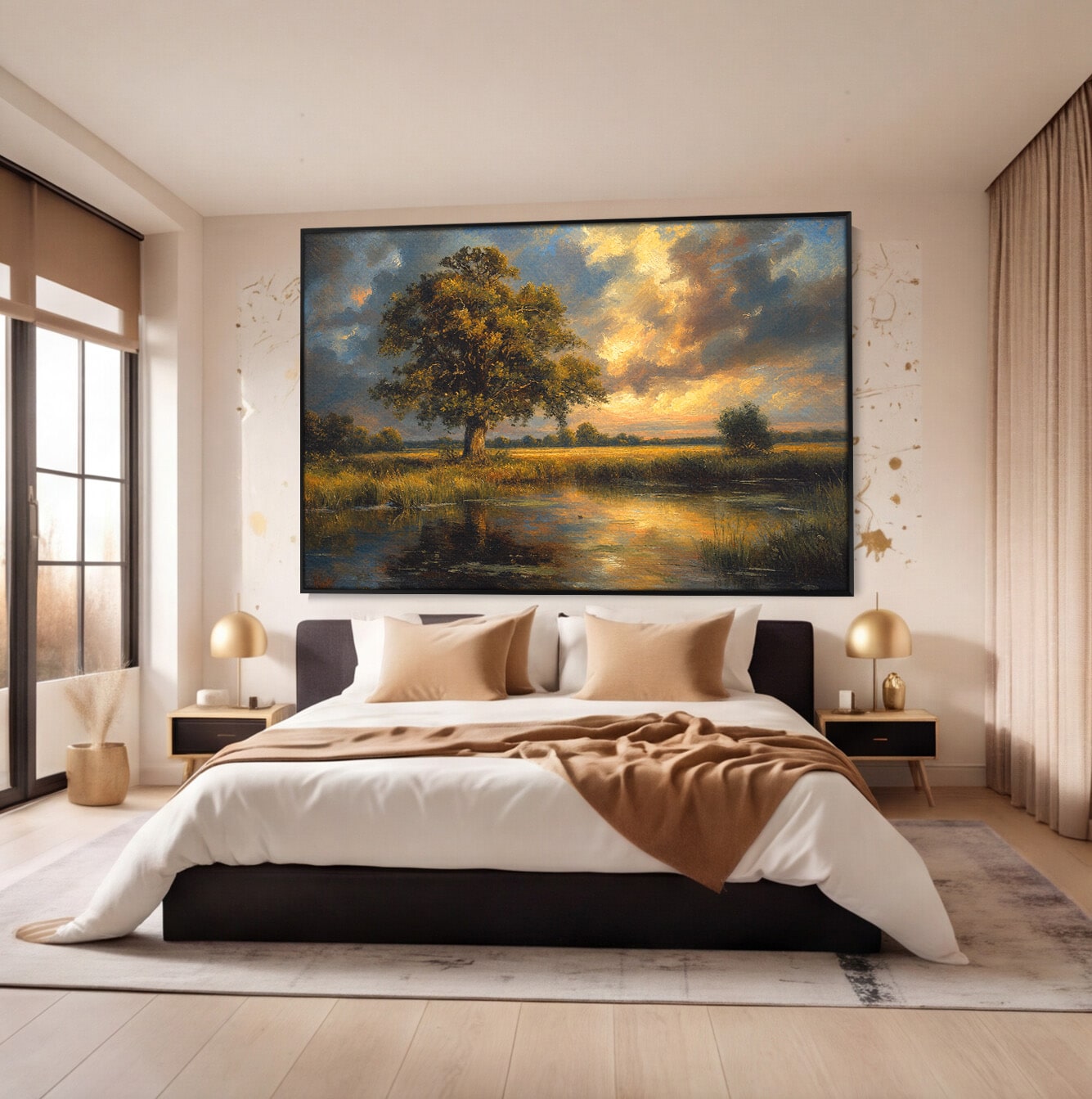 Tablou Canvas Premium LuxCanva® A1729, Peisaj La Apus, Peisaj, Apus, Natura, Copac, Living, Dormitor, Culori Vibrante
