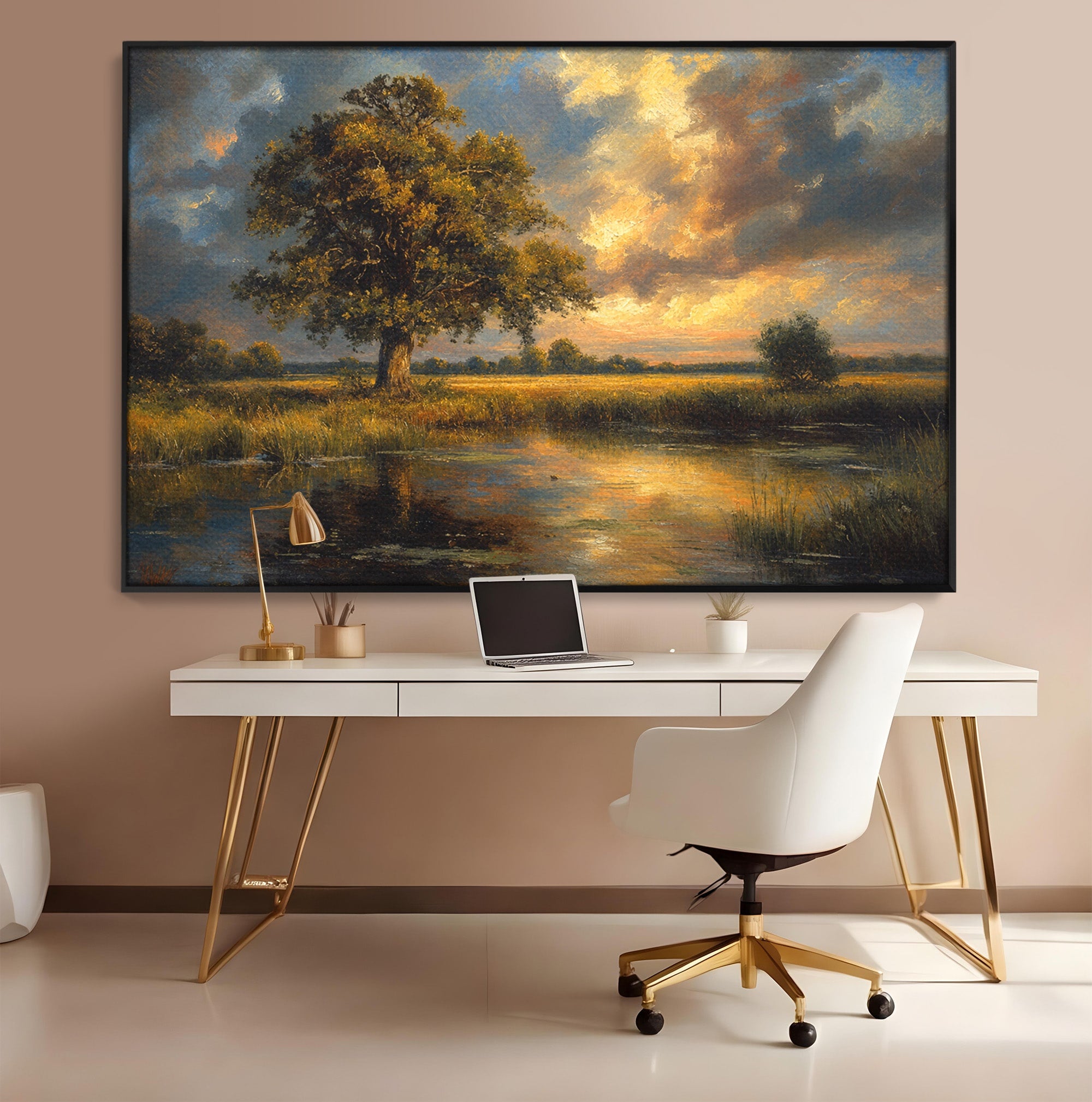 Tablou Canvas Premium LuxCanva® A1729, Peisaj La Apus, Peisaj, Apus, Natura, Copac, Living, Dormitor, Culori Vibrante