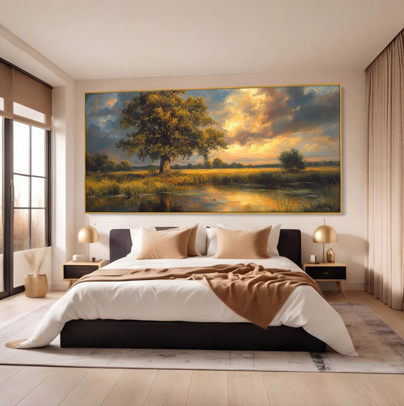 Tablou Canvas Premium LuxCanva® A1729, Peisaj La Apus, Peisaj, Apus, Natura, Copac, Living, Dormitor, Culori Vibrante