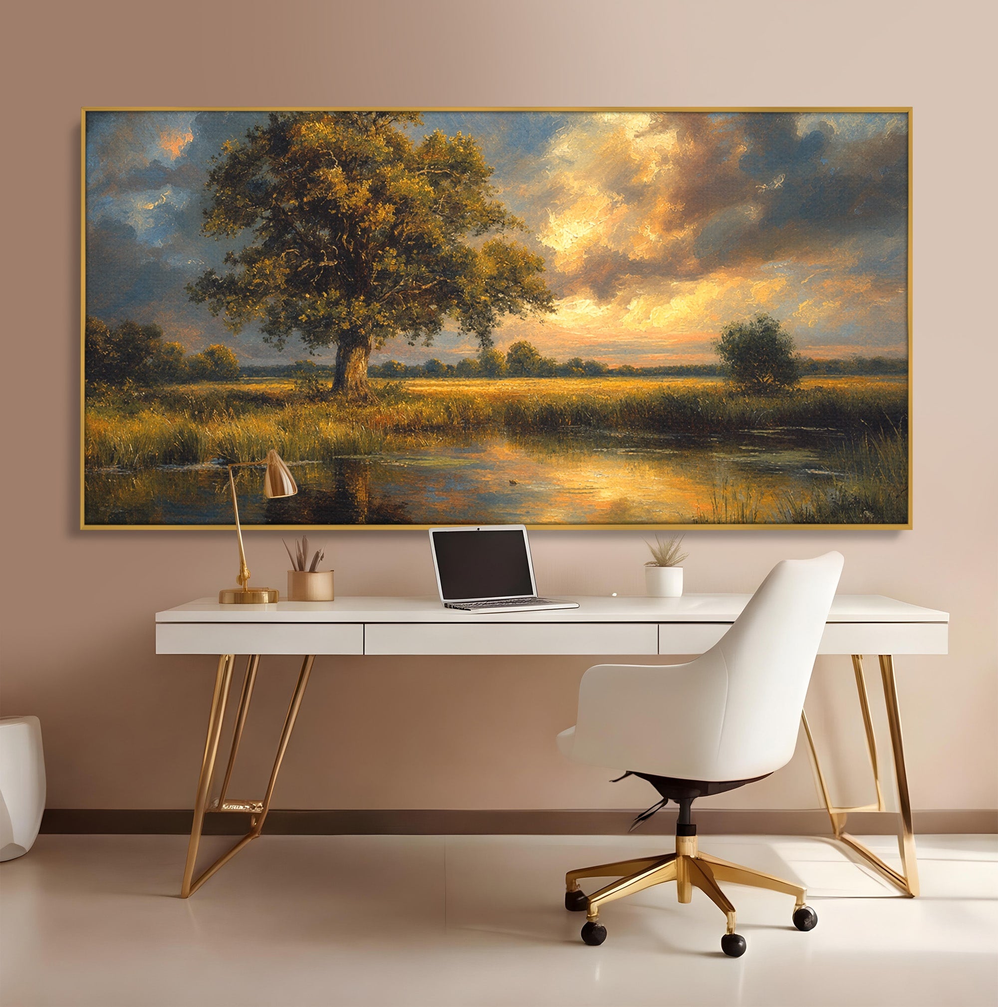 Tablou Canvas Premium LuxCanva® A1729, Peisaj La Apus, Peisaj, Apus, Natura, Copac, Living, Dormitor, Culori Vibrante