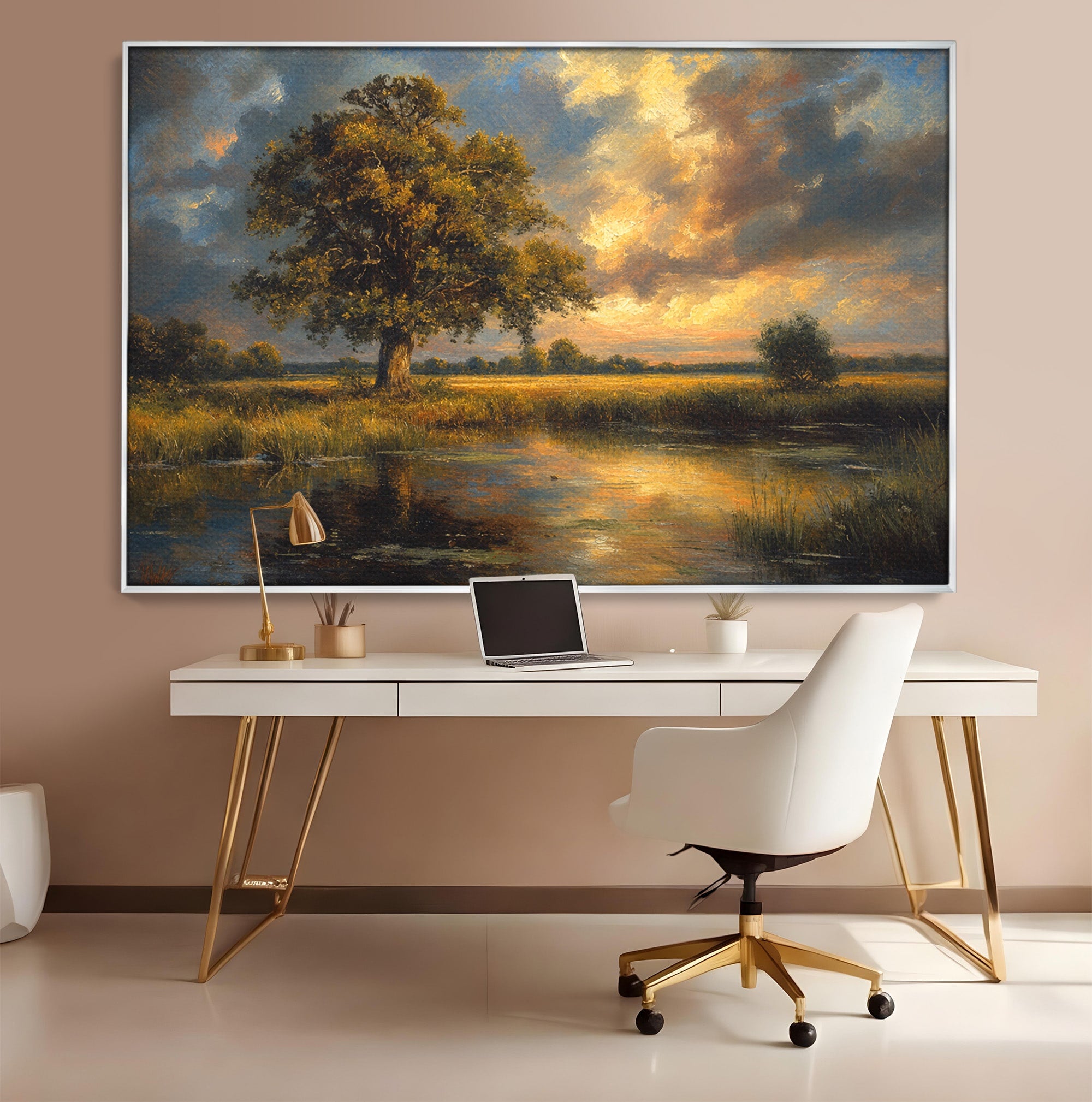 Tablou Canvas Premium LuxCanva® A1729, Peisaj La Apus, Peisaj, Apus, Natura, Copac, Living, Dormitor, Culori Vibrante