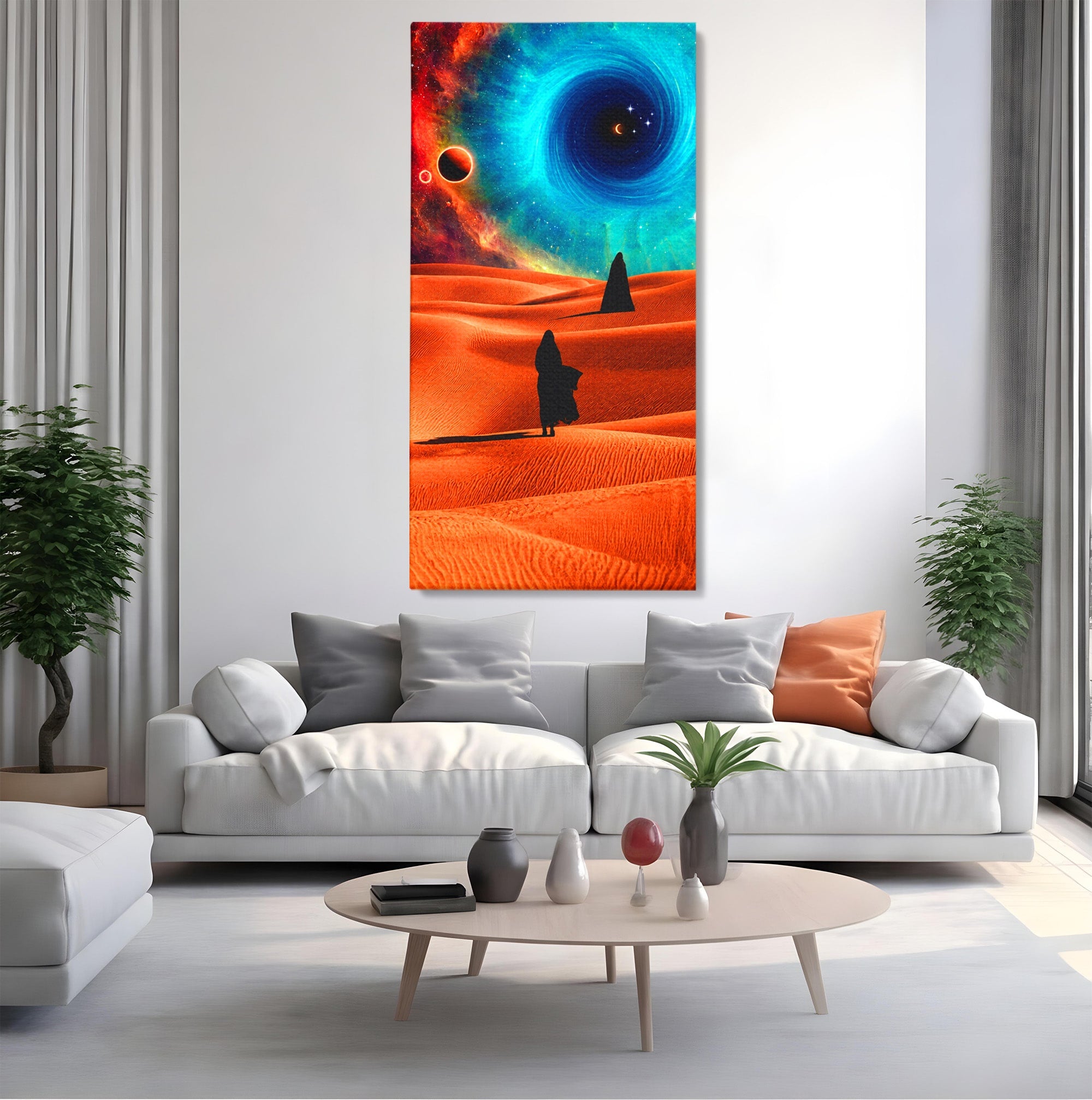 Tablou Canvas Premium LuxCanva® A1730, Calatorie Prin Desertul Cosmic, Desert, Spatiu, Peisaj, Explorare, Living, Culori Vibrante