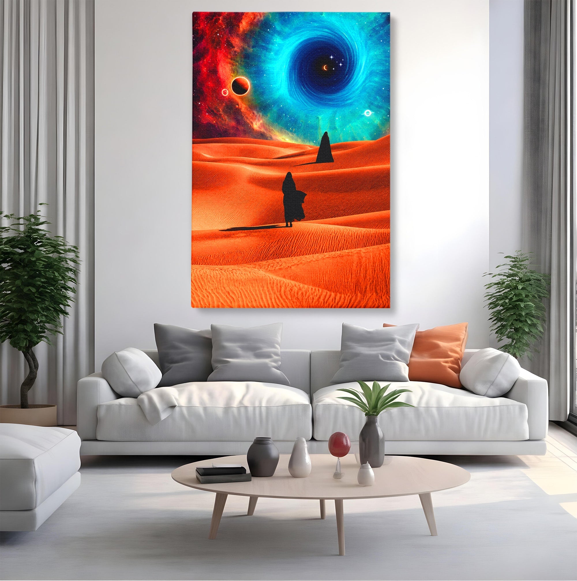Tablou Canvas Premium LuxCanva® A1730, Calatorie Prin Desertul Cosmic, Desert, Spatiu, Peisaj, Explorare, Living, Culori Vibrante