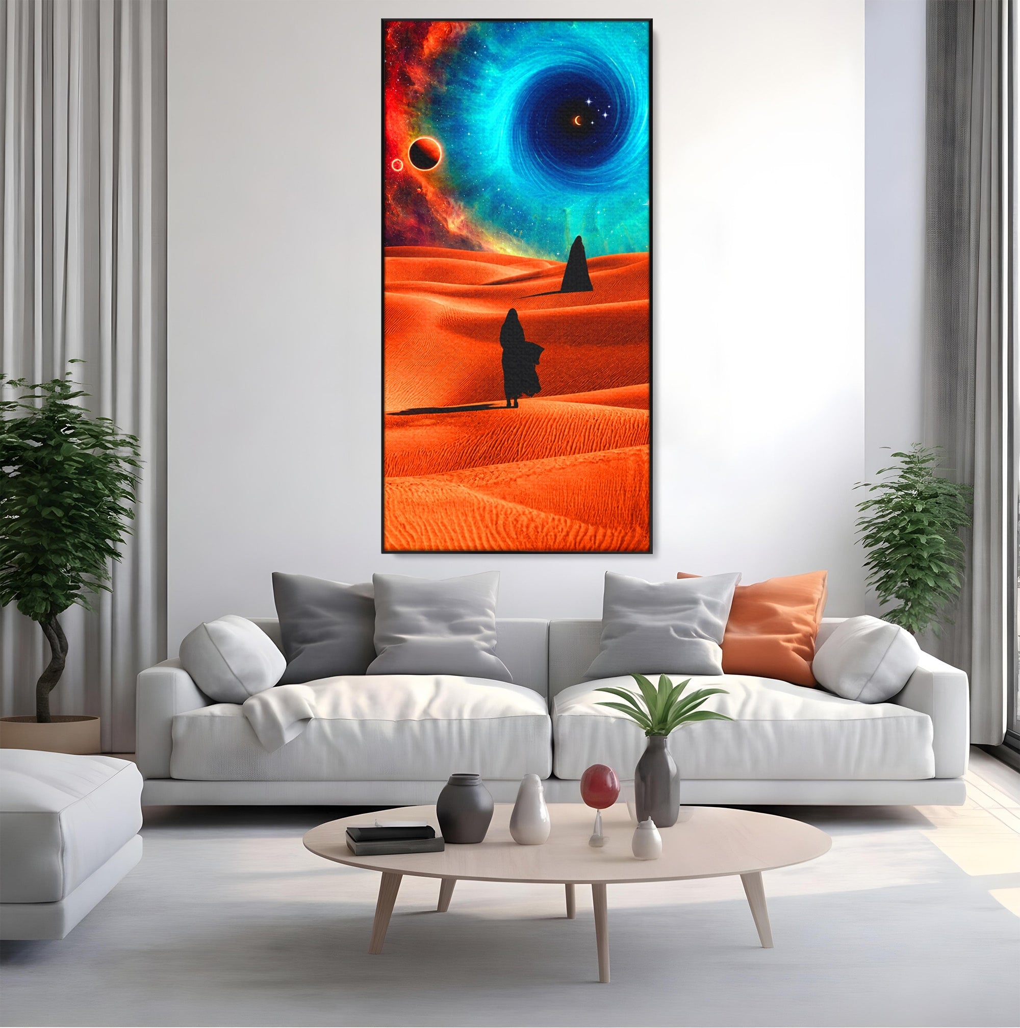 Tablou Canvas Premium LuxCanva® A1730, Calatorie Prin Desertul Cosmic, Desert, Spatiu, Peisaj, Explorare, Living, Culori Vibrante