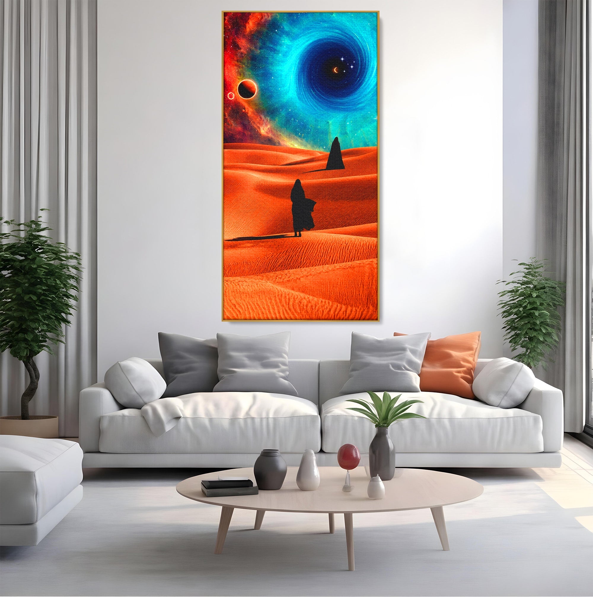 Tablou Canvas Premium LuxCanva® A1730, Calatorie Prin Desertul Cosmic, Desert, Spatiu, Peisaj, Explorare, Living, Culori Vibrante