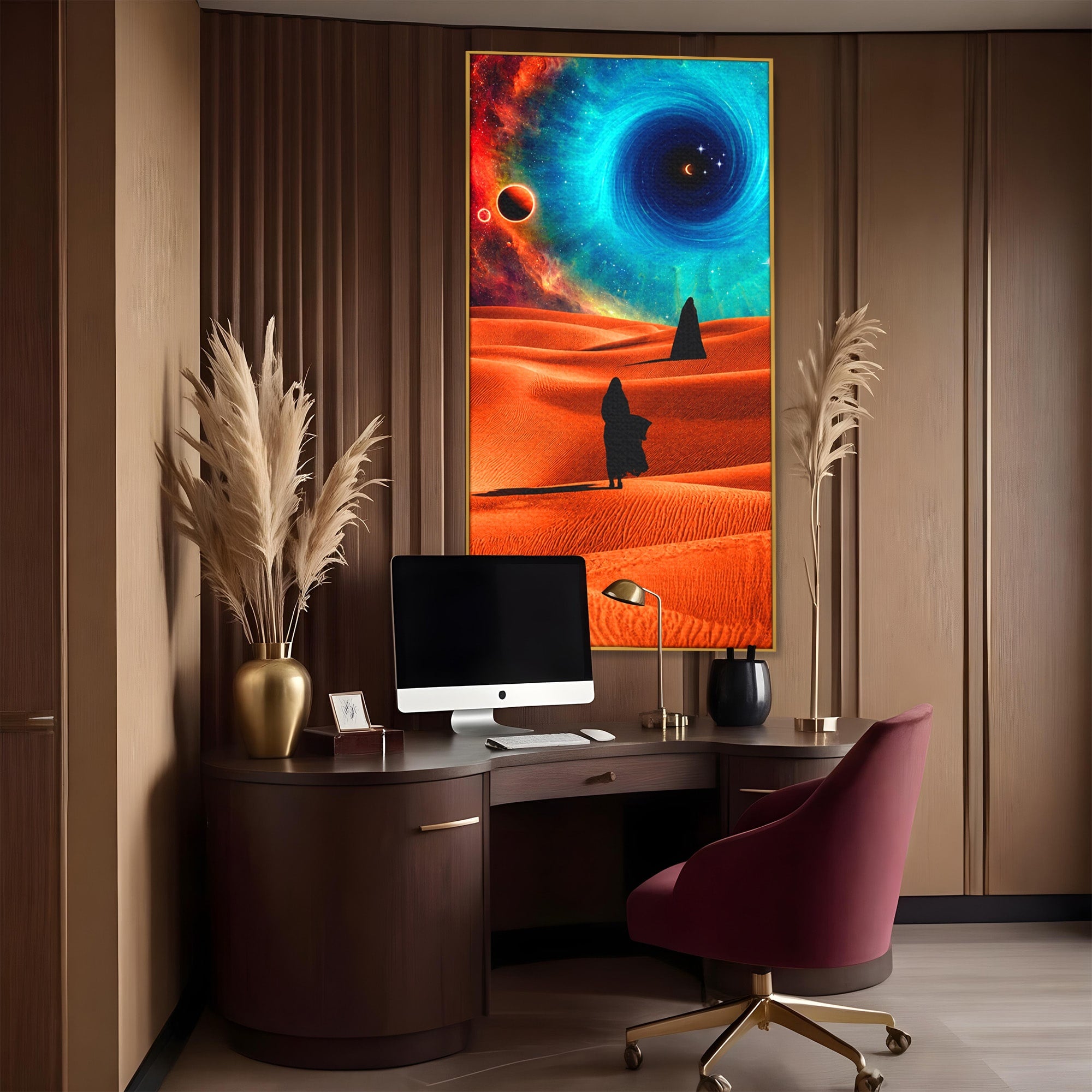 Tablou Canvas Premium LuxCanva® A1730, Calatorie Prin Desertul Cosmic, Desert, Spatiu, Peisaj, Explorare, Living, Culori Vibrante