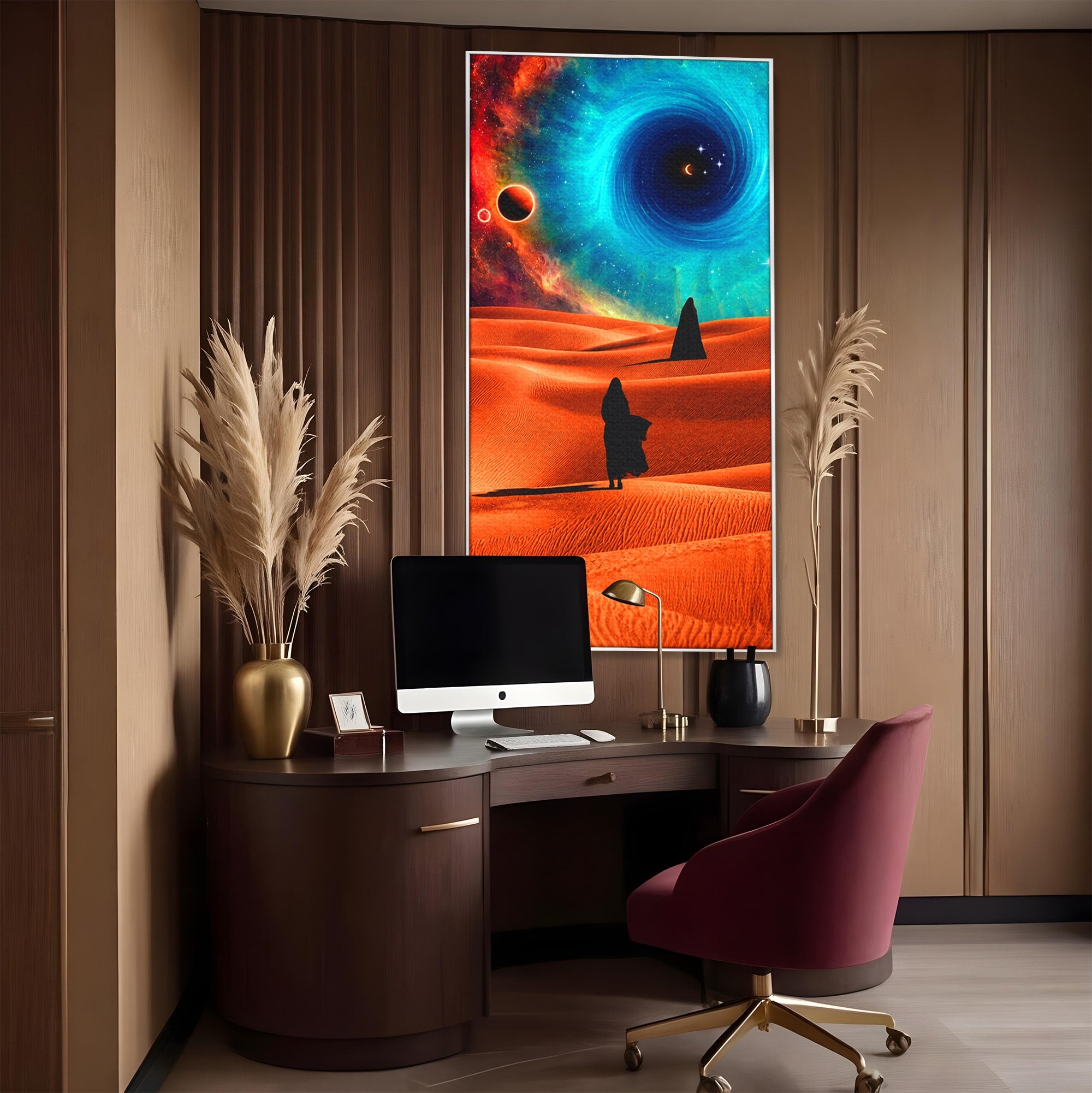 Tablou Canvas Premium LuxCanva® A1730, Calatorie Prin Desertul Cosmic, Desert, Spatiu, Peisaj, Explorare, Living, Culori Vibrante