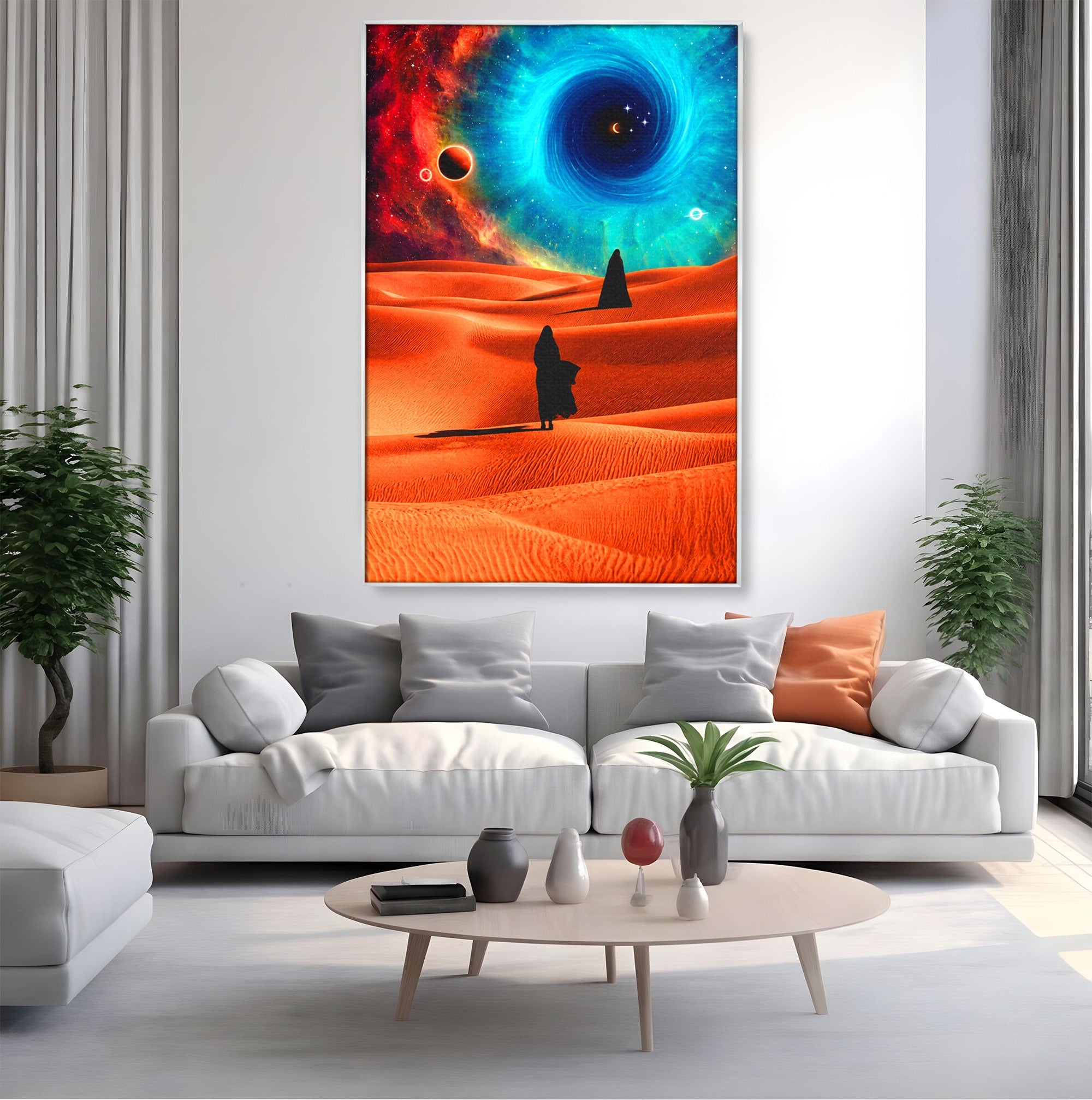 Tablou Canvas Premium LuxCanva® A1730, Calatorie Prin Desertul Cosmic, Desert, Spatiu, Peisaj, Explorare, Living, Culori Vibrante